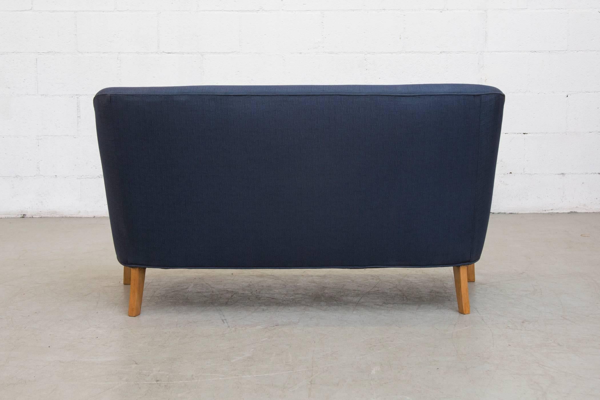 Theo Ruth Style Loveseat in Indigo In Good Condition In Los Angeles, CA