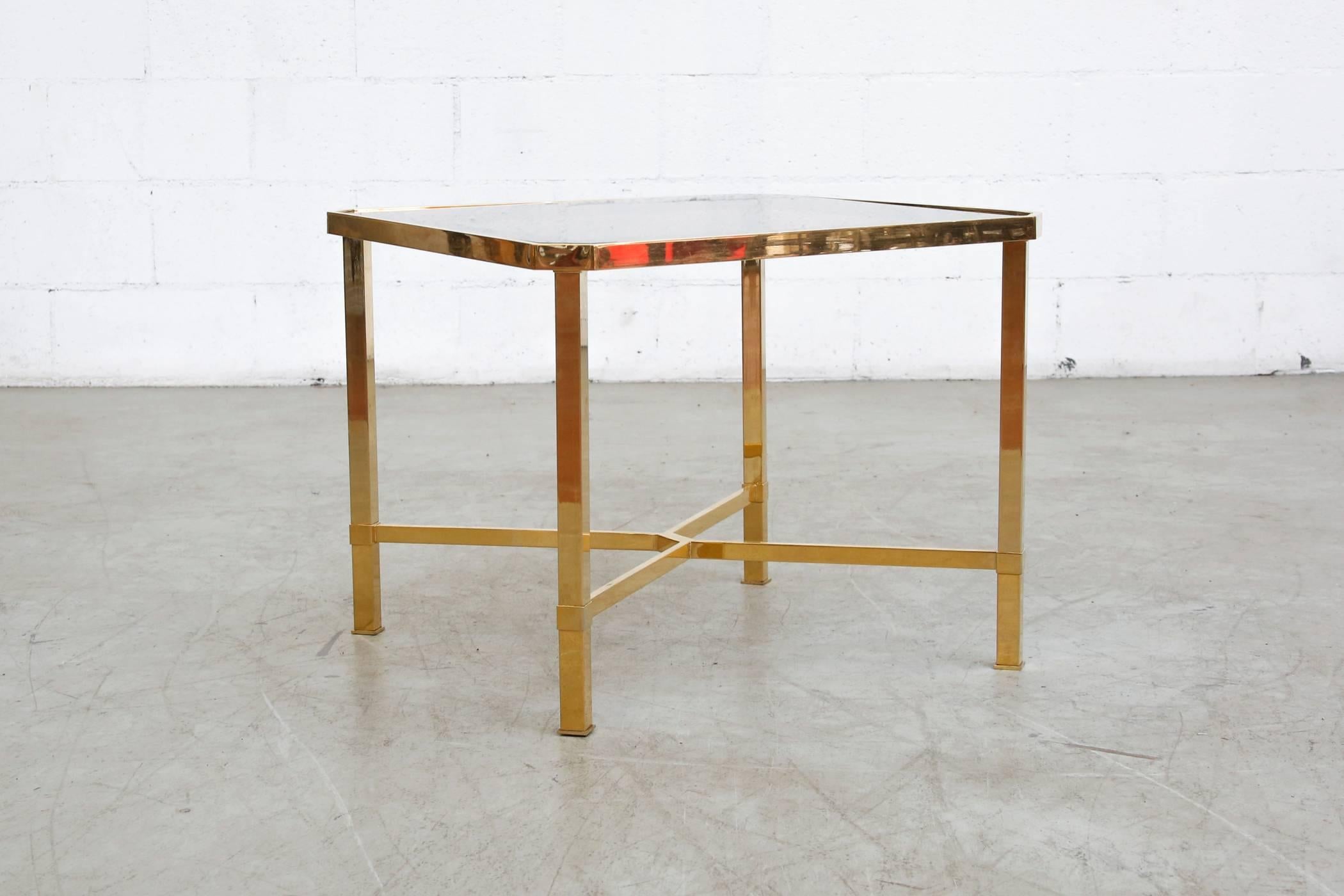 Mid-Century Modern Pair of Maison Jansen Style Gold-Plated Coffee Tables