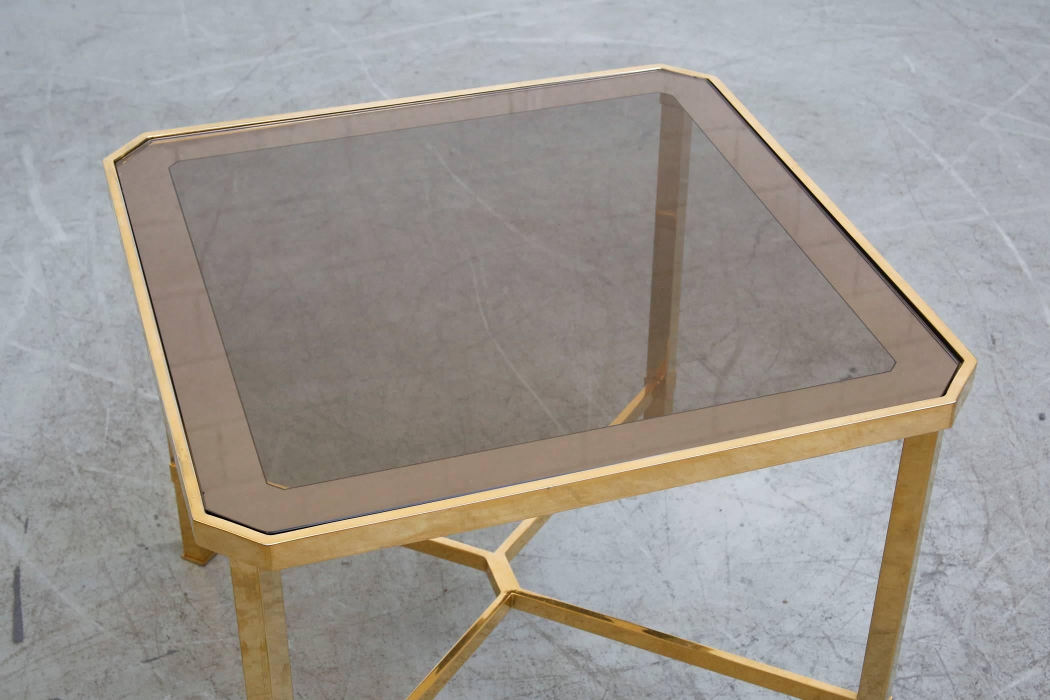 Mid-20th Century Pair of Maison Jansen Style Gold-Plated Coffee Tables