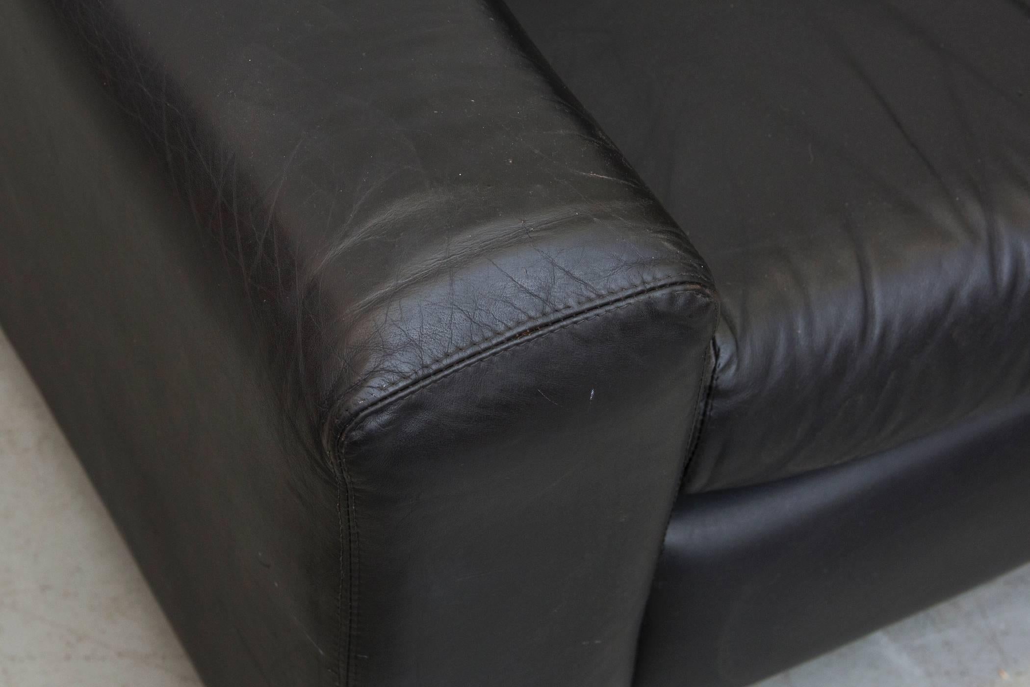 Mid-Century Modern Extra Long Mid-Century Leather Sofa