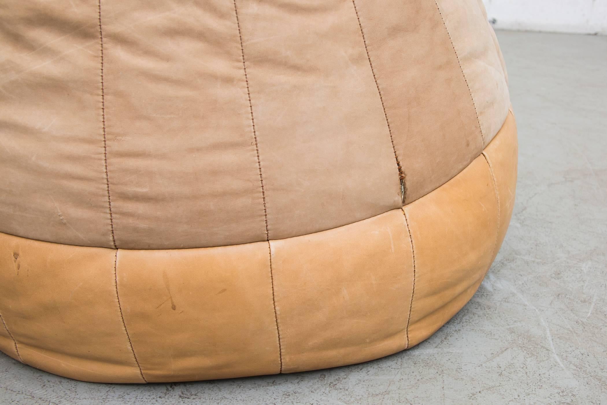 Mid-Century Modern De Sede Style Leather Bean Bag Chair