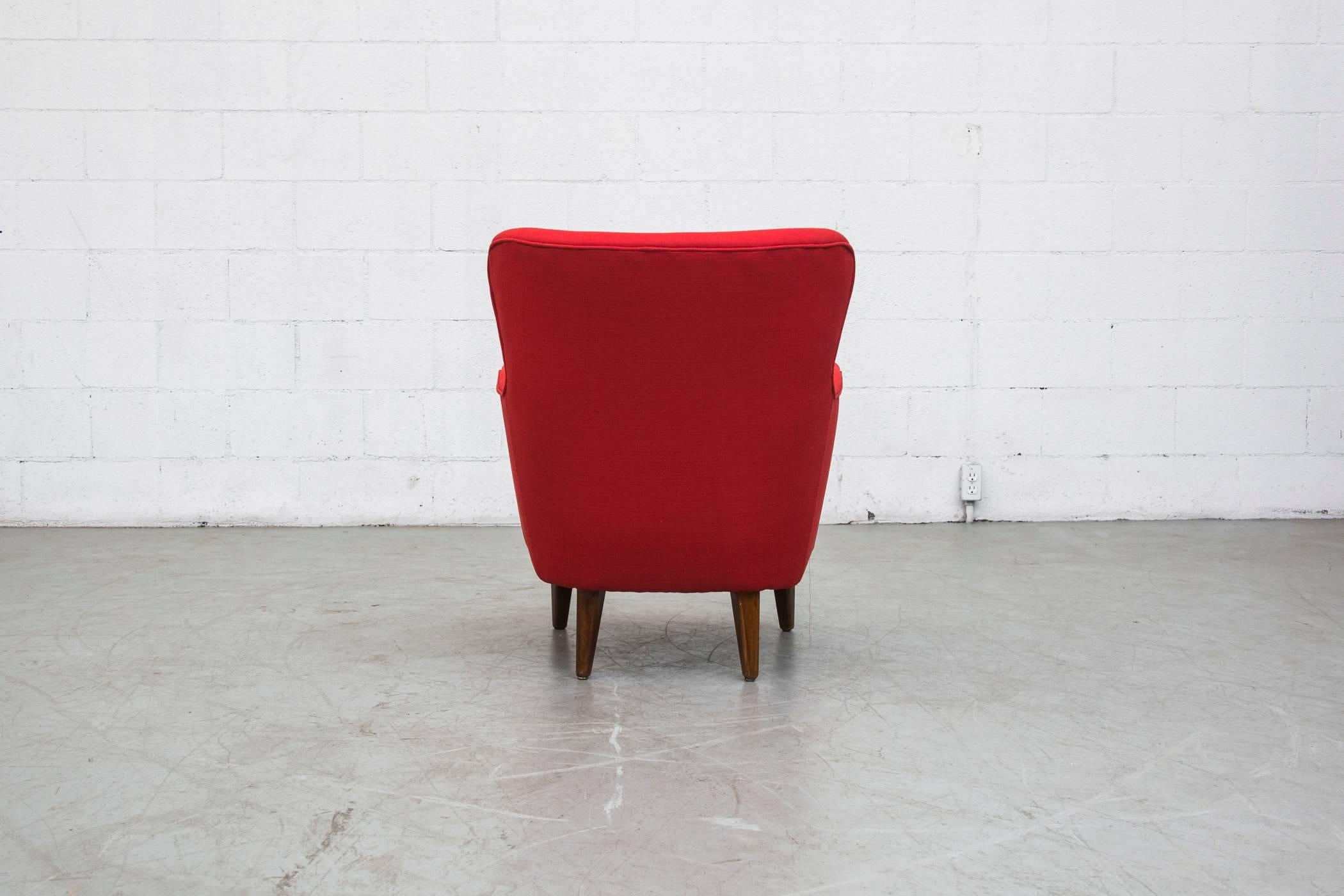Dutch Lipstick Red Lounge Chair by Theo Ruth for Artifort