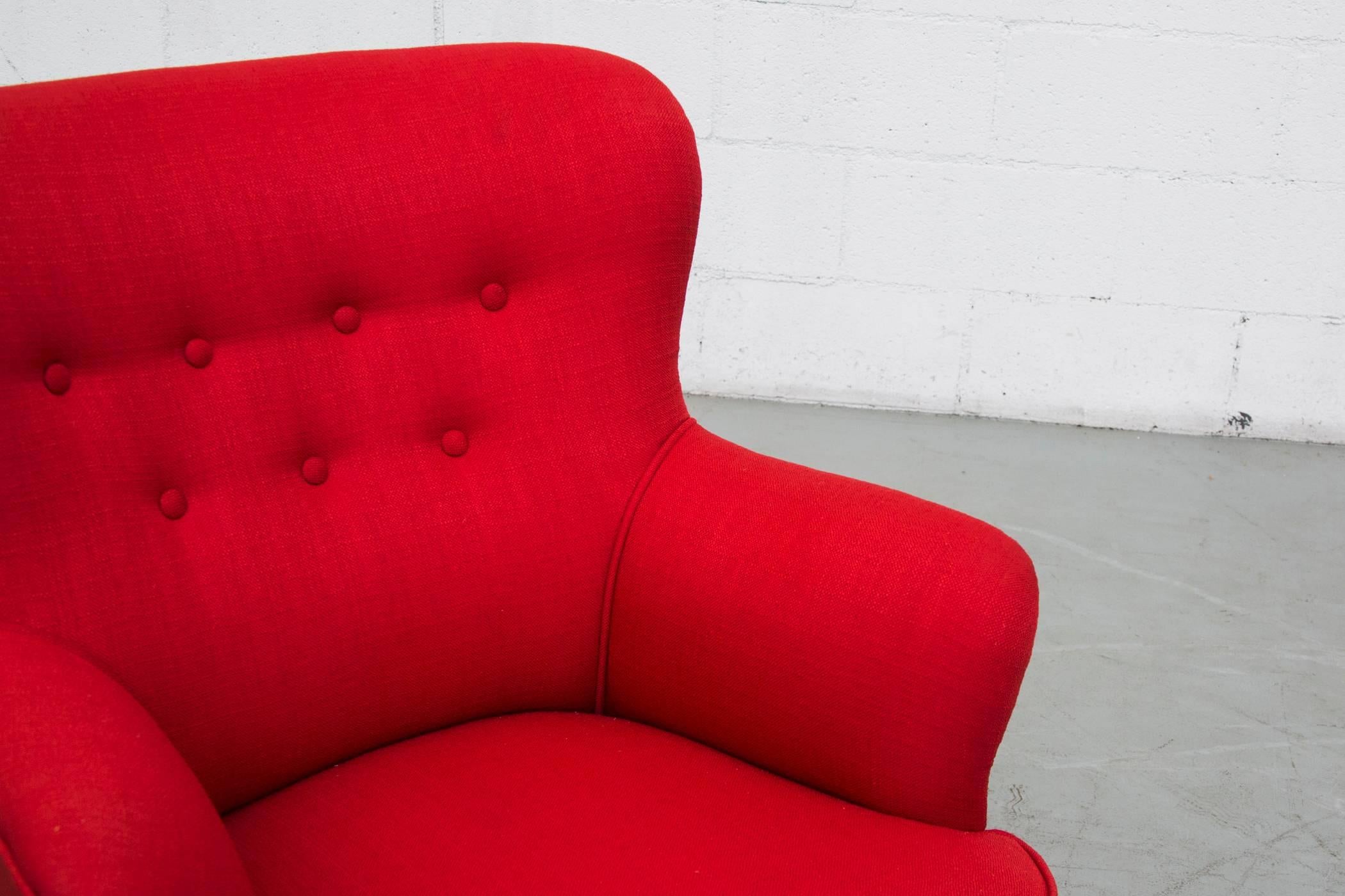 Mid-20th Century Lipstick Red Lounge Chair by Theo Ruth for Artifort