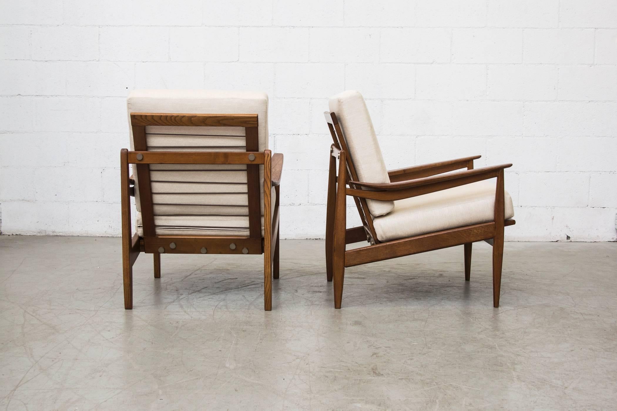 Mid-Century Modern Pair of Danish Mid-Century Lounge Chairs in Bone