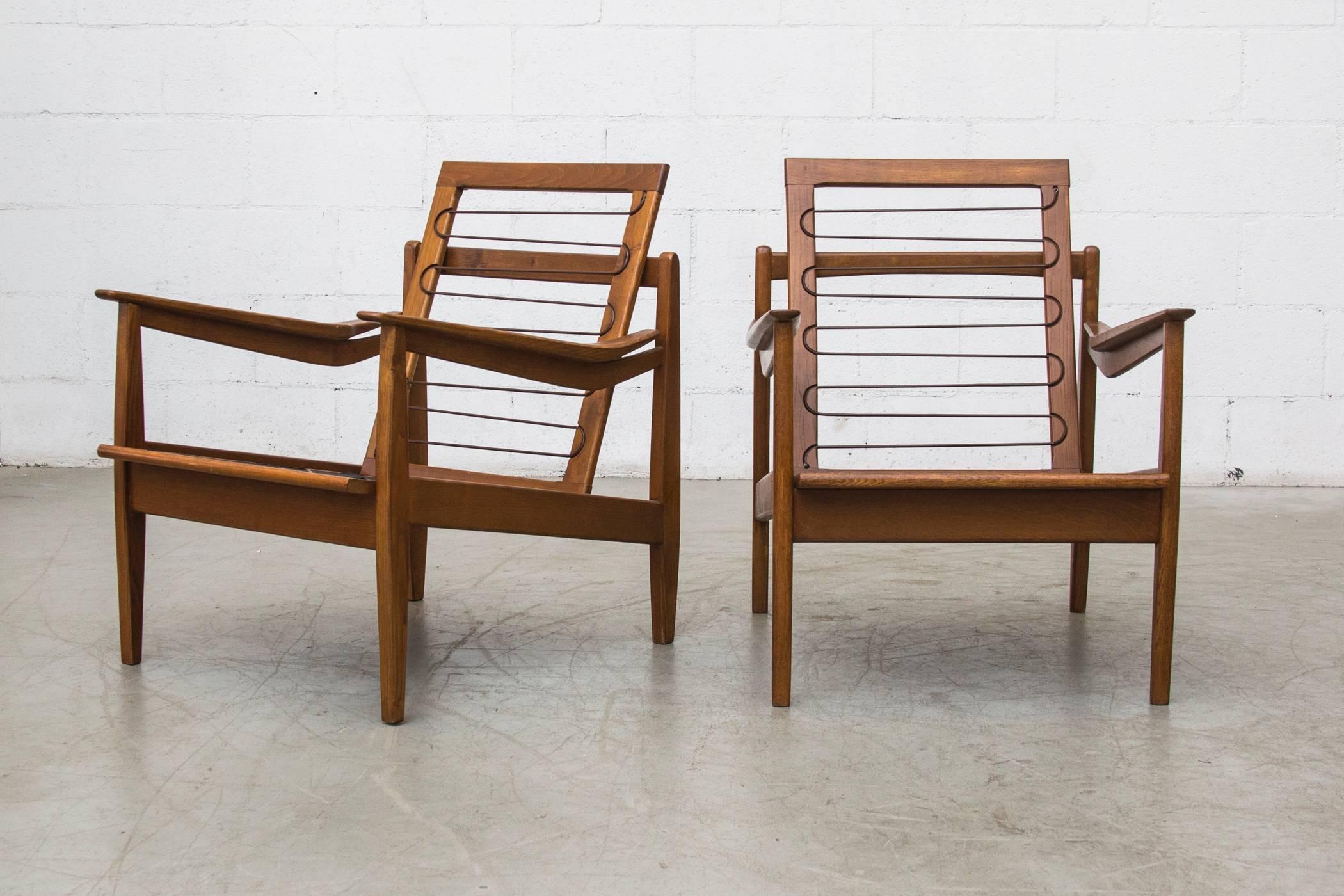 Pair of Danish Mid-Century Lounge Chairs in Bone In Good Condition In Los Angeles, CA