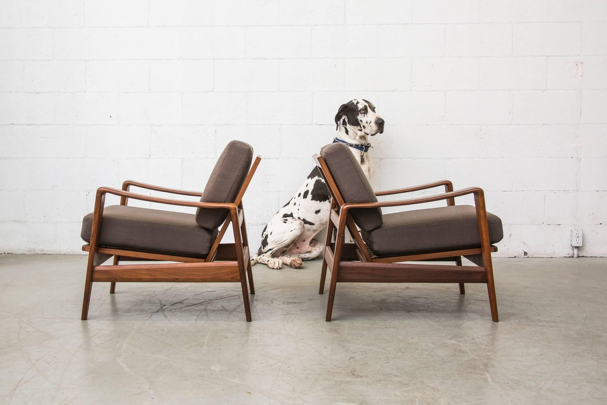 Mid-20th Century Pair of Danish Teak Lounge Chairs