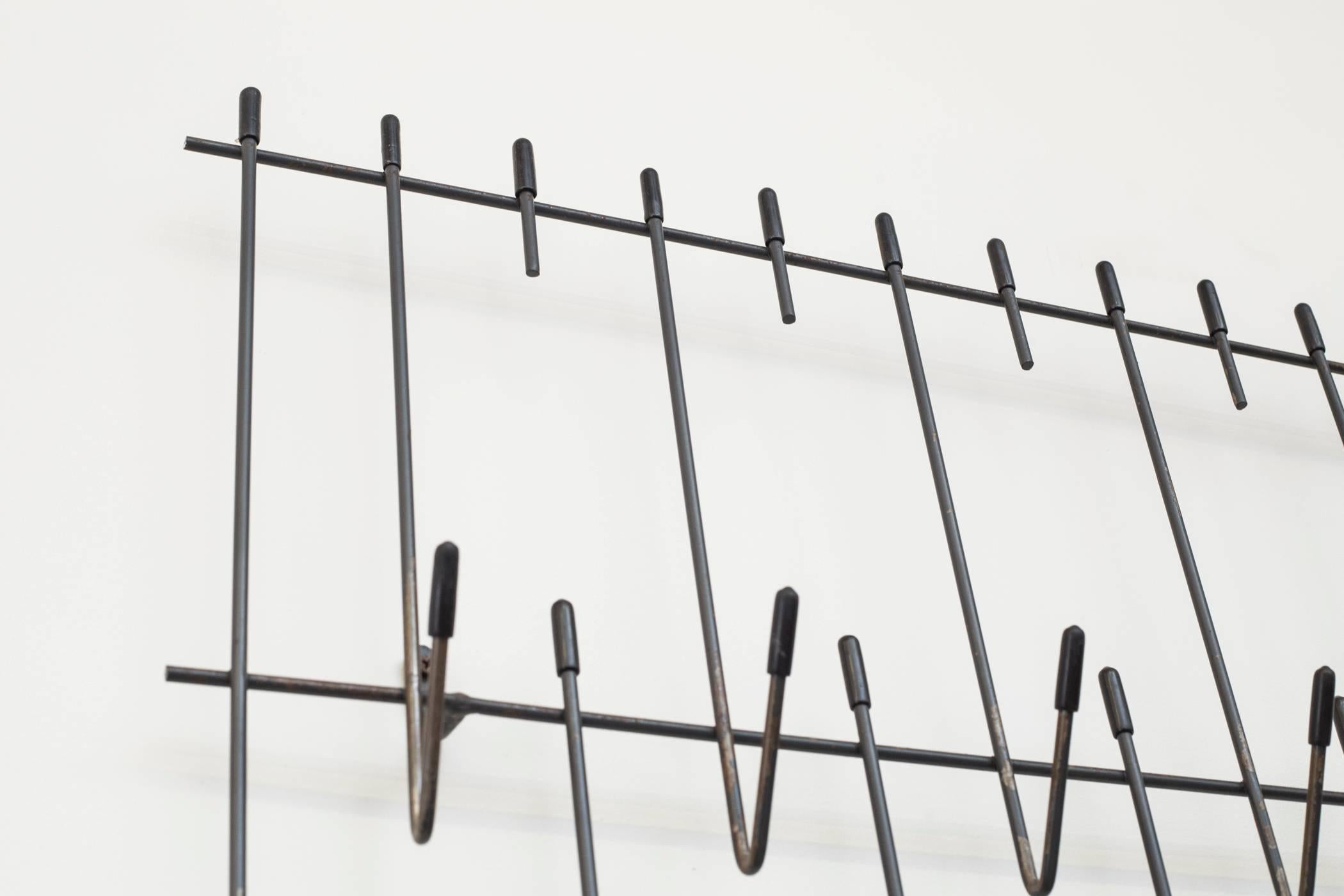 Mid-Century Modern Linear Wire Wall Mount Coat Rack