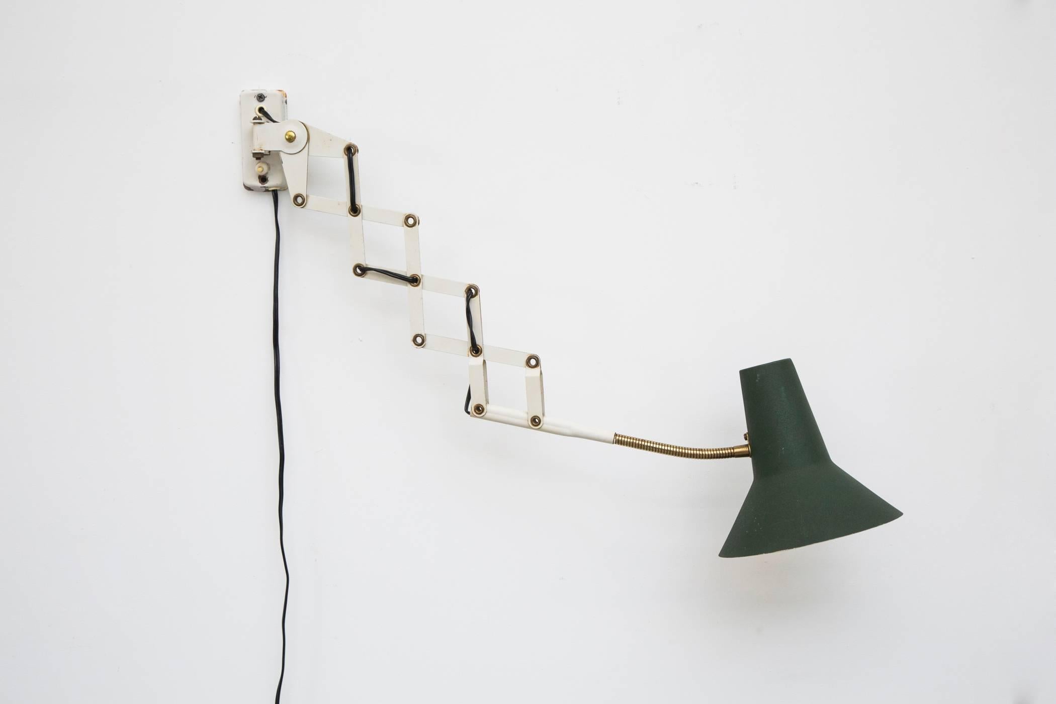 Enameled Rietveld Style Industrial Scissor Wall Lamp