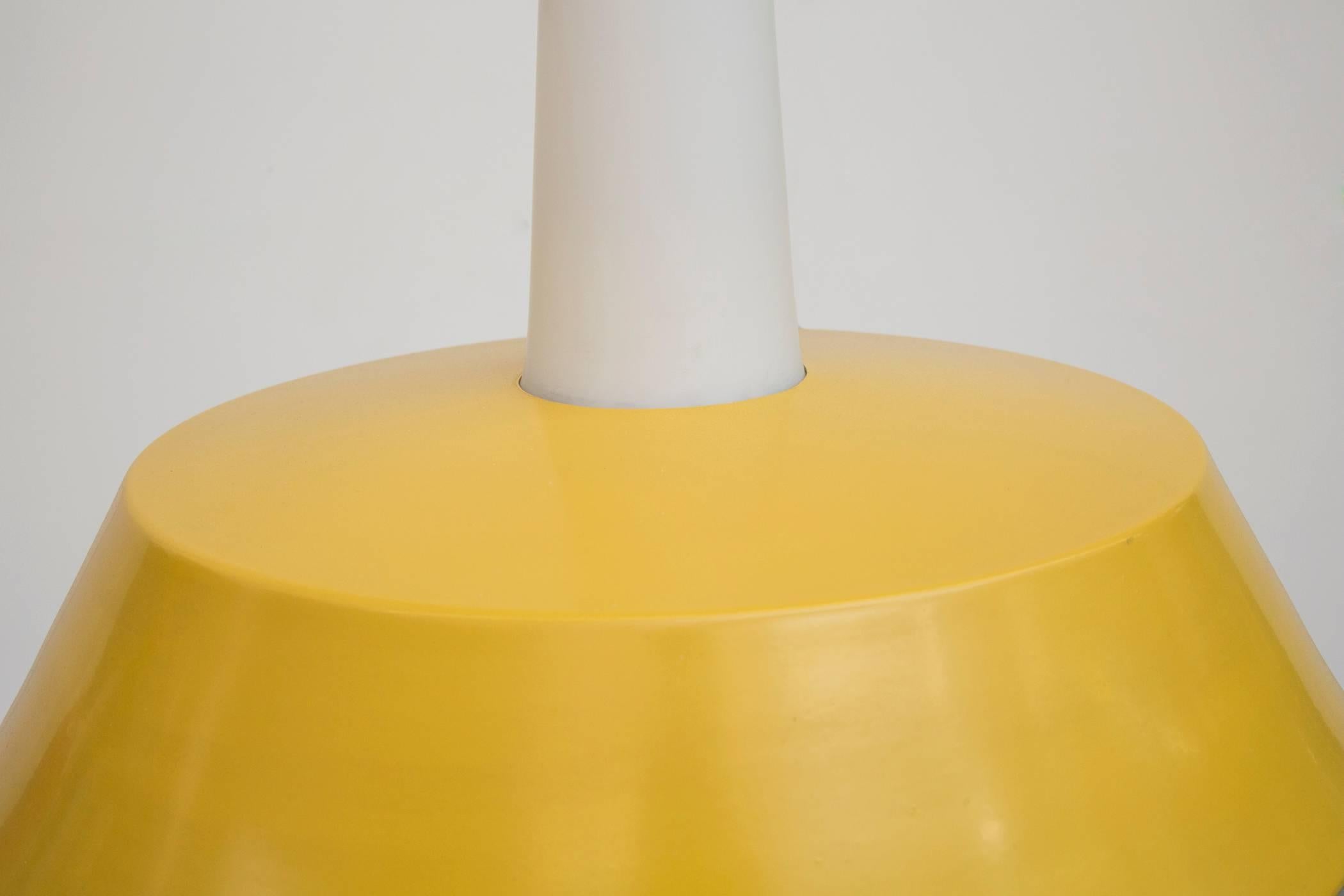 Spun Philips Milk Glass and Sunshine Yellow Pendant Lamp