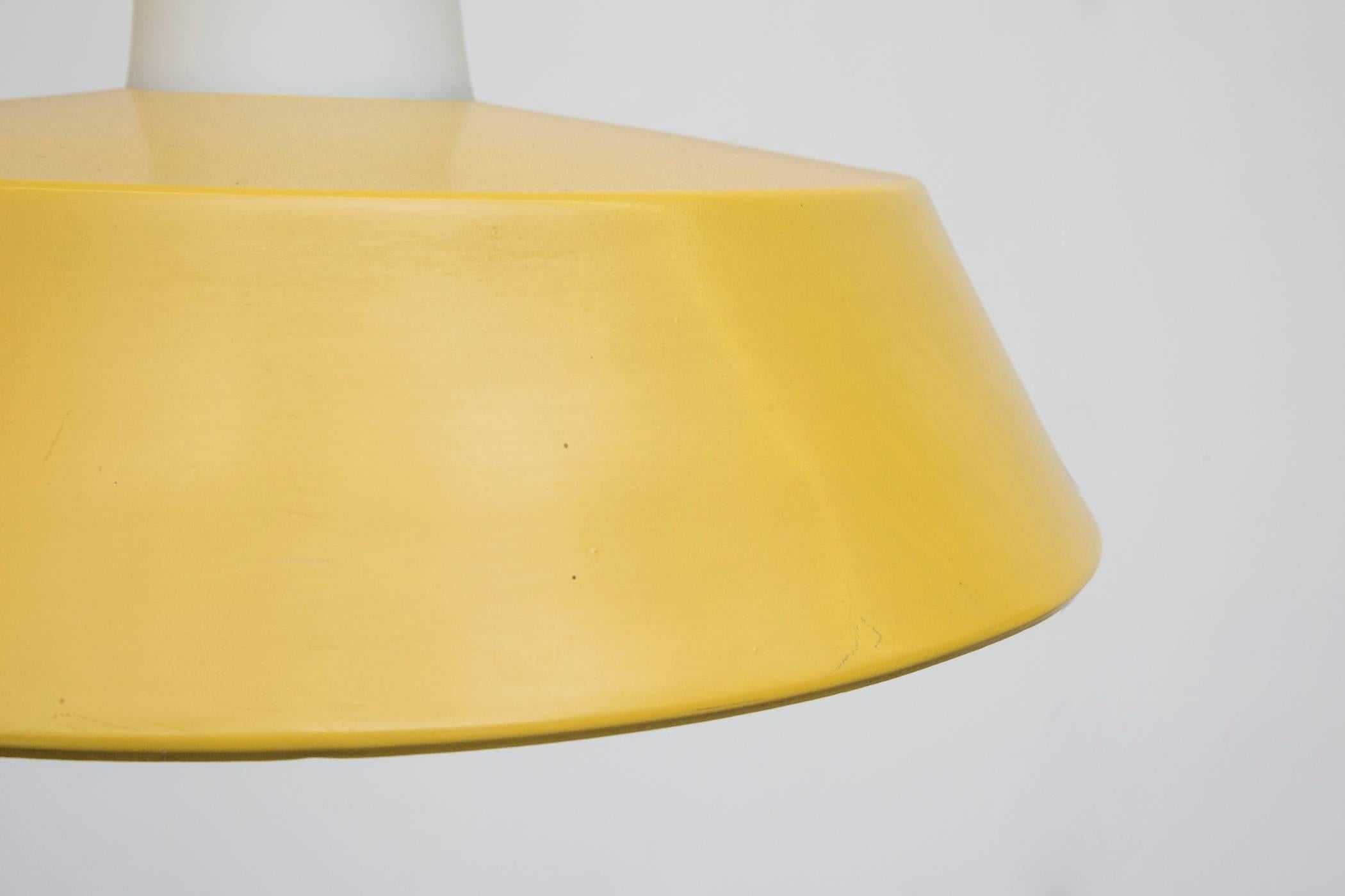 Dutch Philips Milk Glass and Sunshine Yellow Pendant Lamp