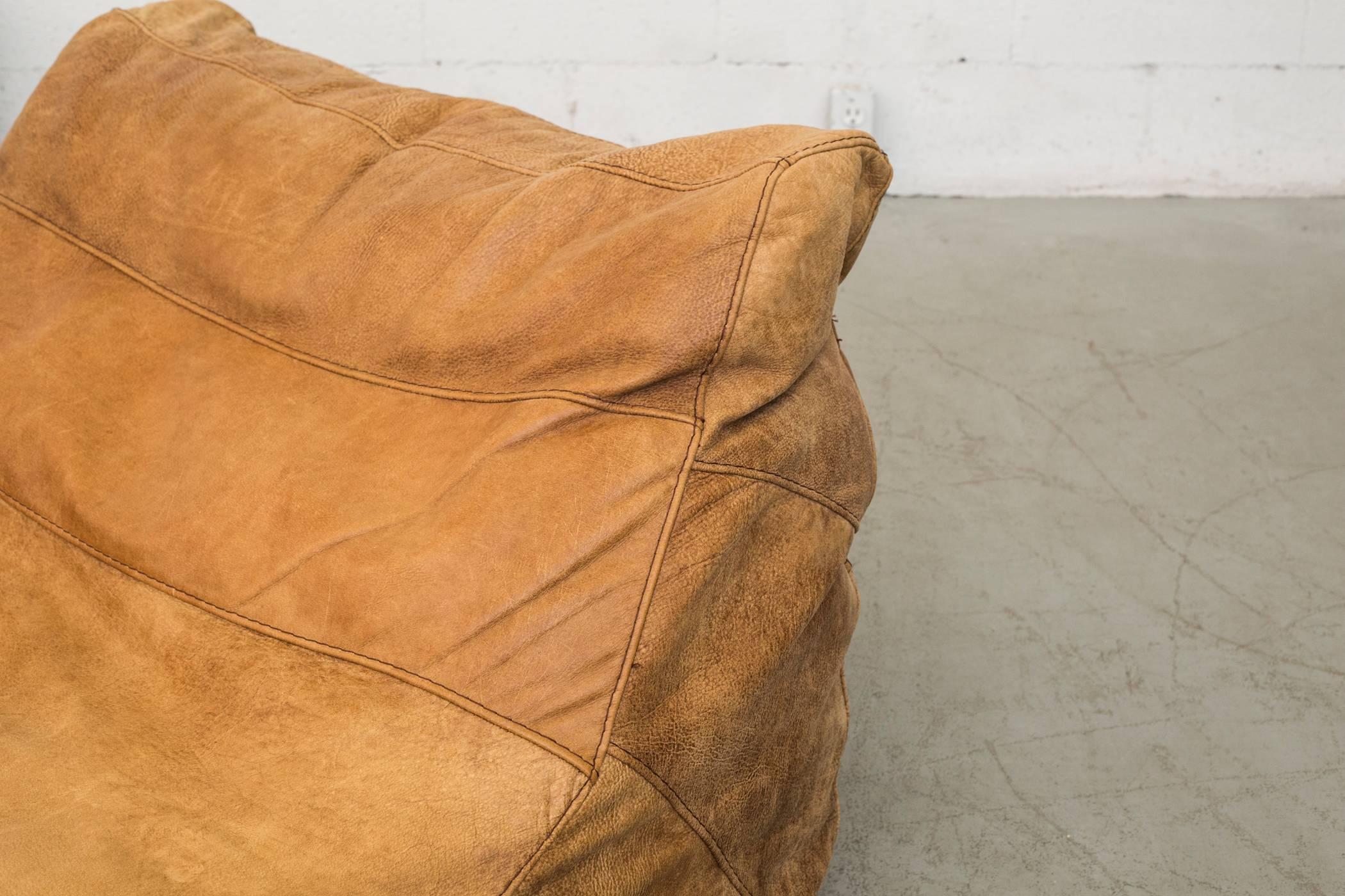 De Sede Style Leather Soft Form Bean Bag Lounge Chair 1
