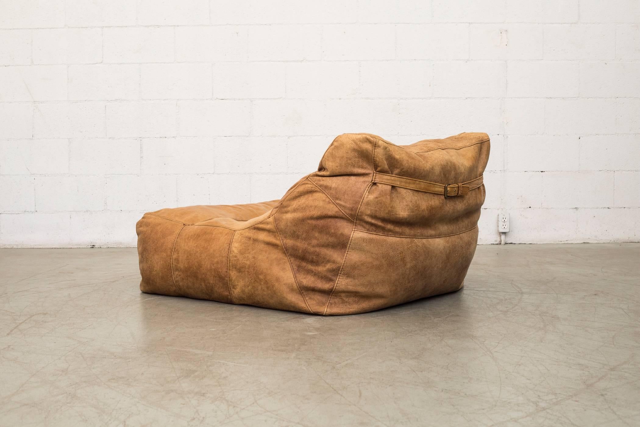Dutch De Sede Style Leather Soft Form Bean Bag Lounge Chair