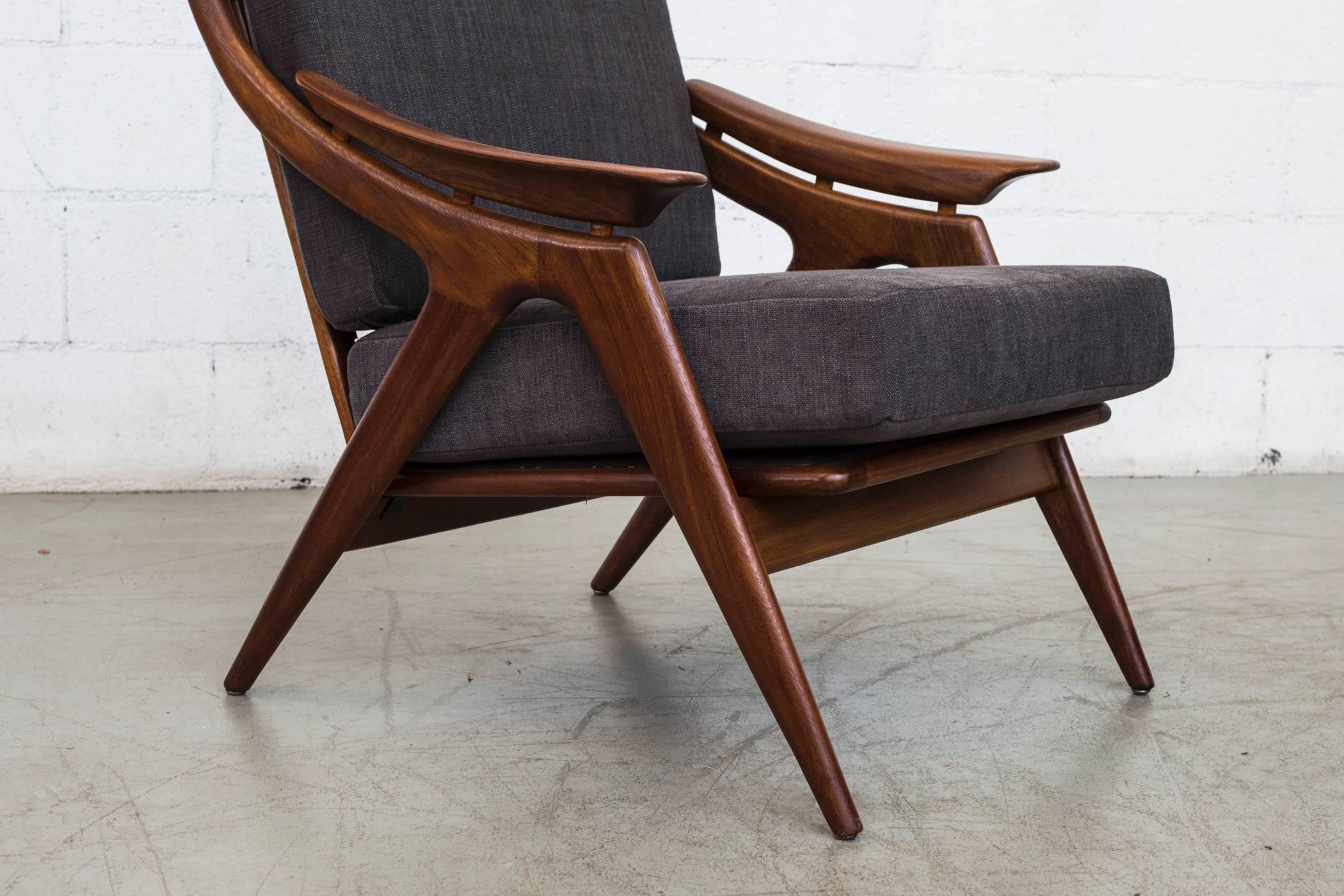 Pair of Mid-Century Organic Carved Teak Lounge Chair by De Ster 1