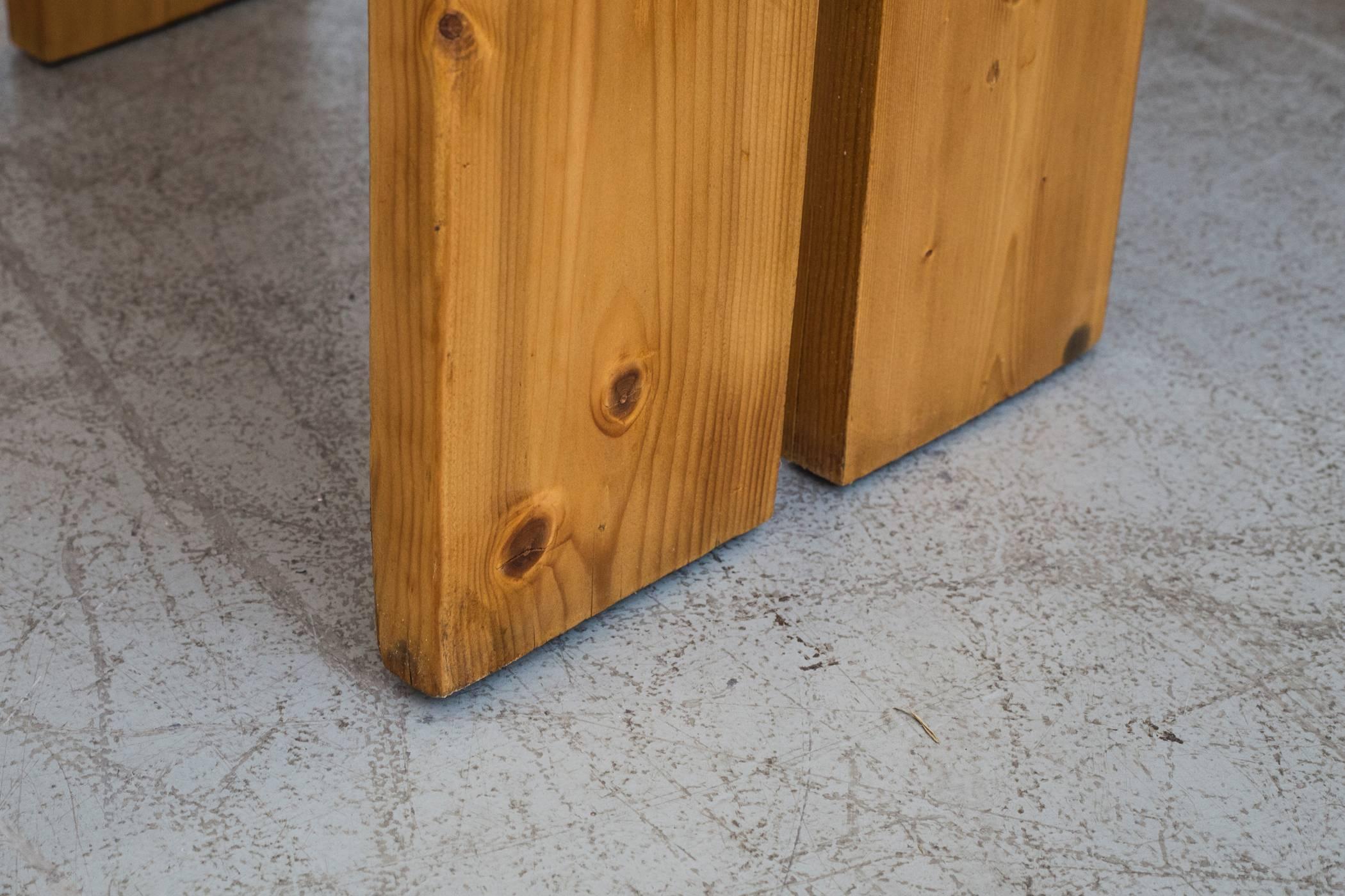 Pair of Charlotte Perriand Solid Pine Stools for Les Arcs 1