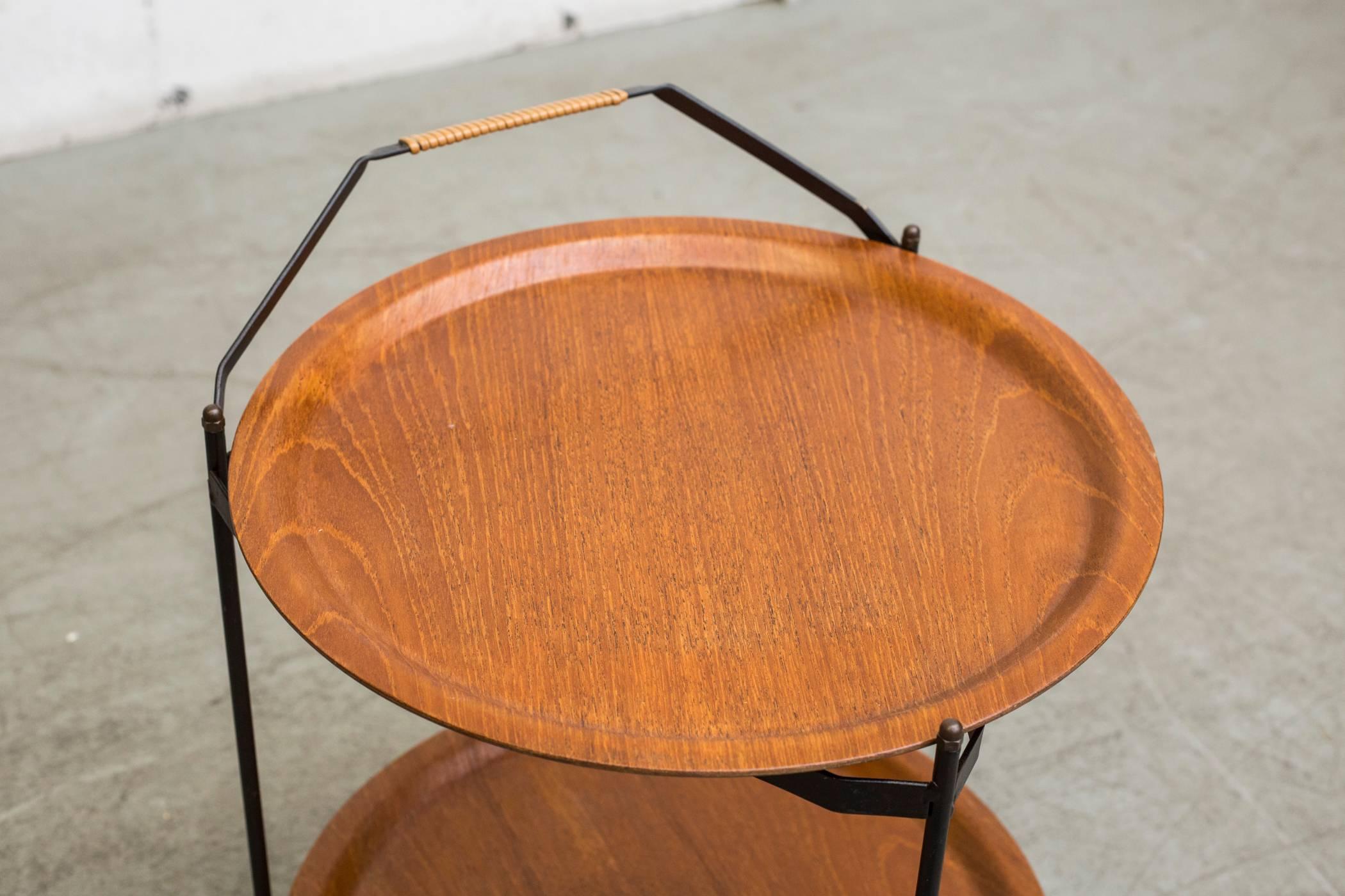 Mid-20th Century Mid-Century Rolling Cart with Removable Teak Trays
