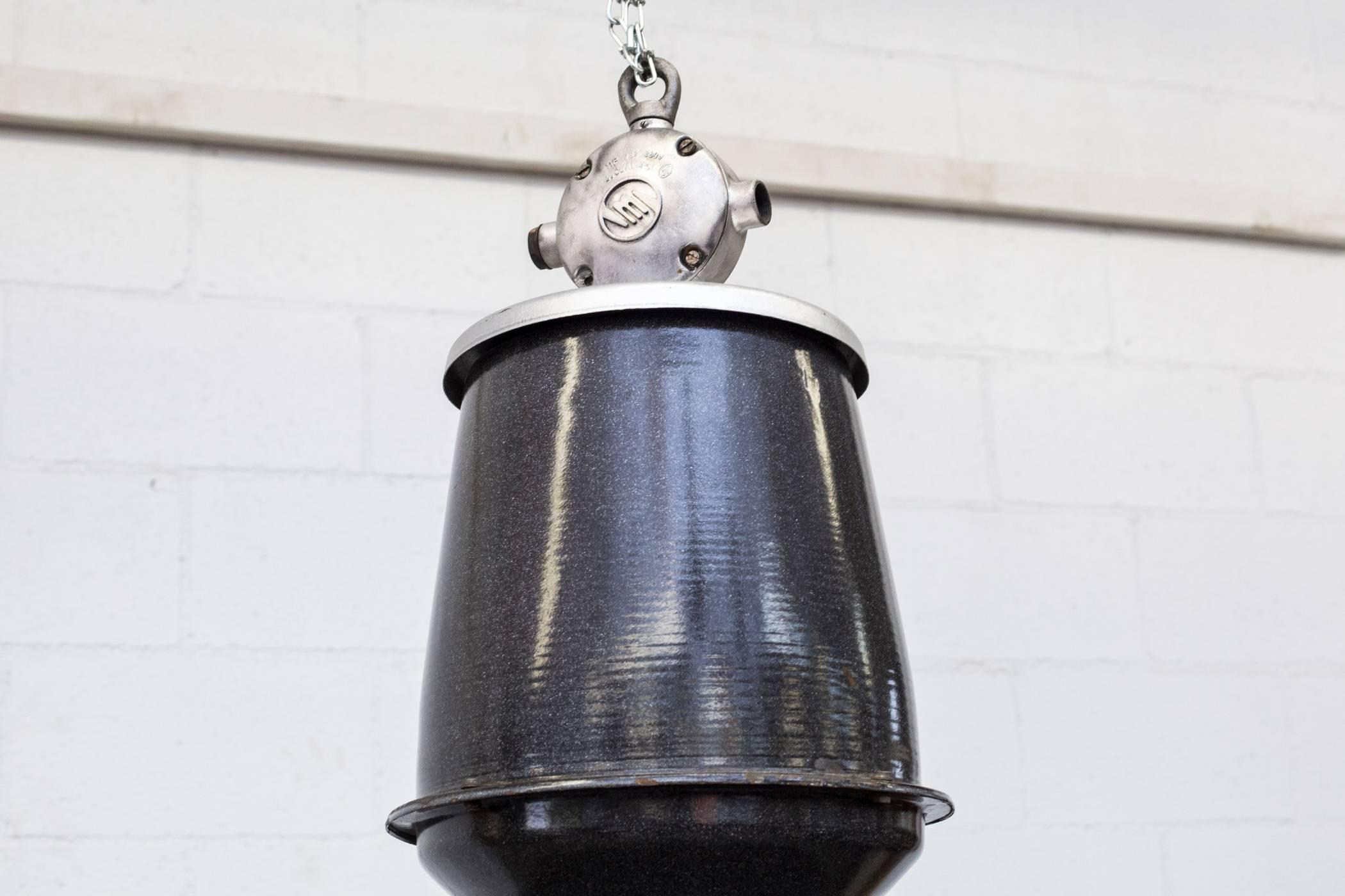 Czech Huge Assorted Industrial Charcoal Enameled Factory Lamps