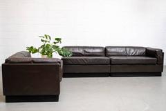 Jan des Bouvrie Custom Long Leather Sectional Sofa