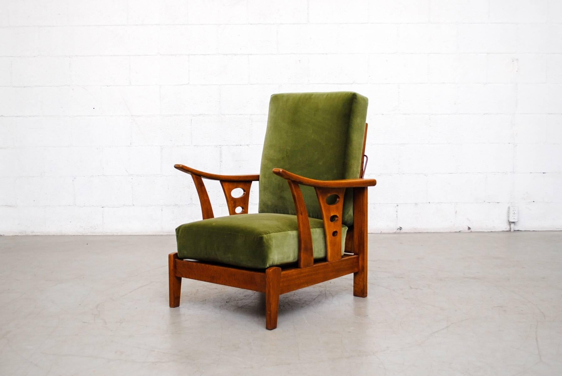 Art Deco Beautiful Dutch Deco Reclining Lounge Chair