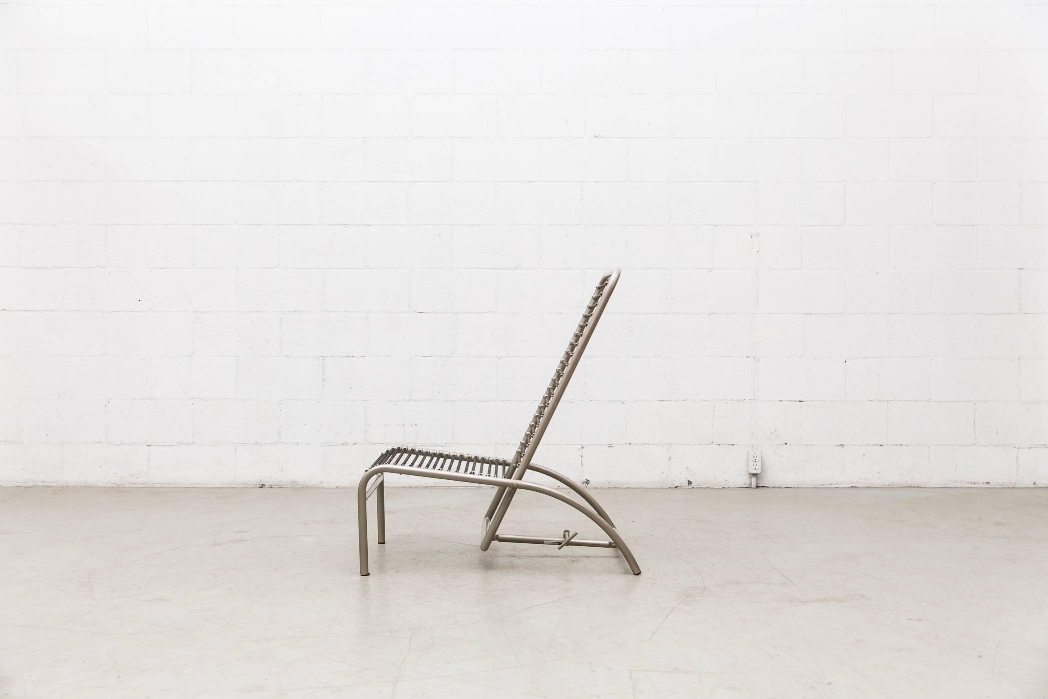 French René Herbst Nickel-Plated Metal Deck Chair