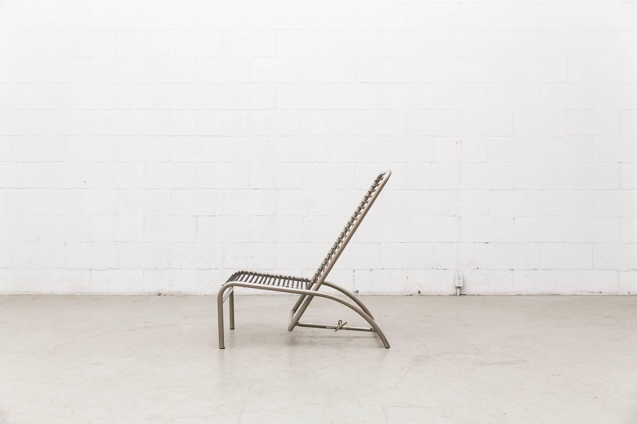 René Herbst Nickel-Plated Metal Deck Chair In Good Condition In Los Angeles, CA