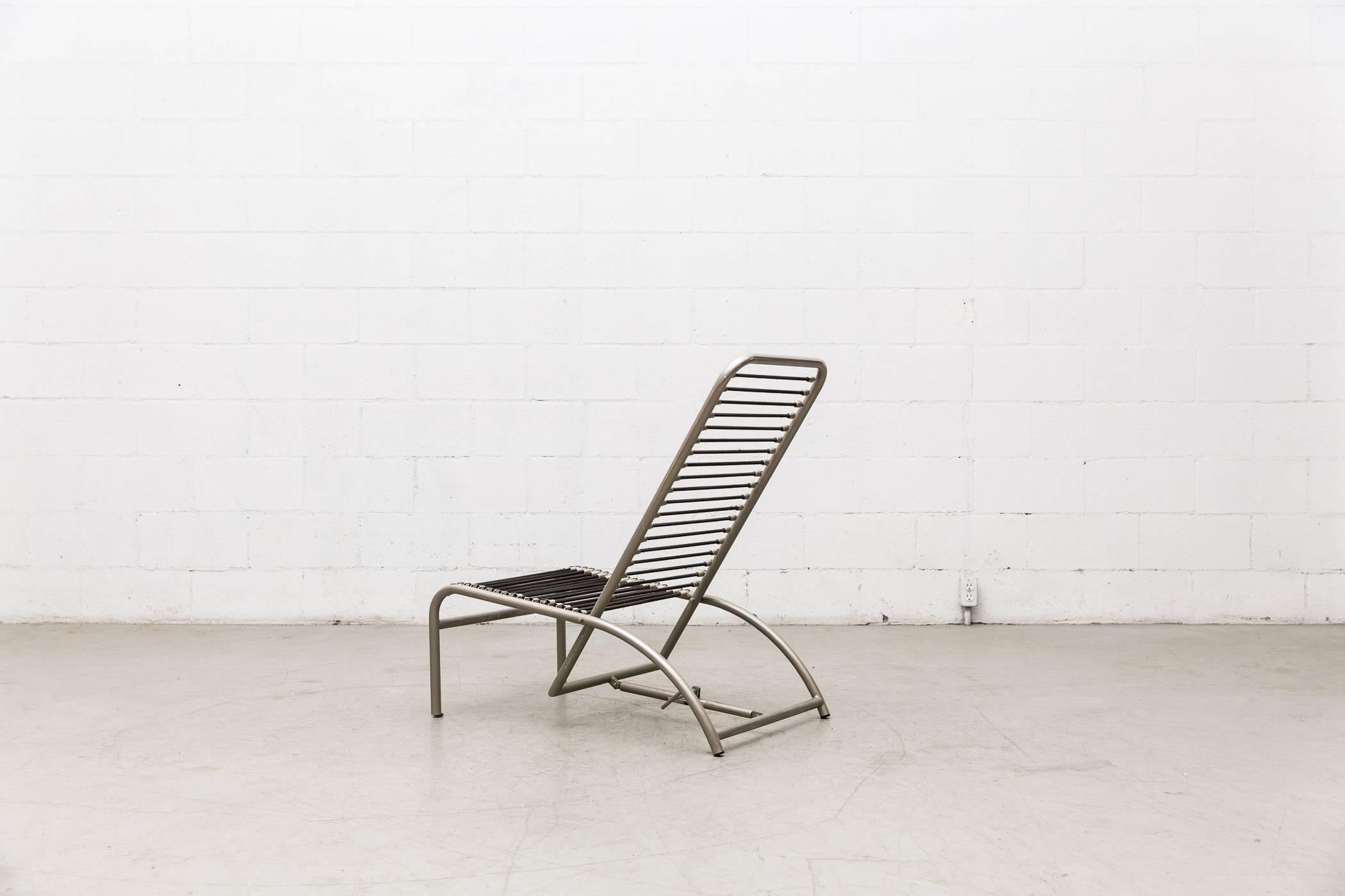 Mid-20th Century René Herbst Nickel-Plated Metal Deck Chair