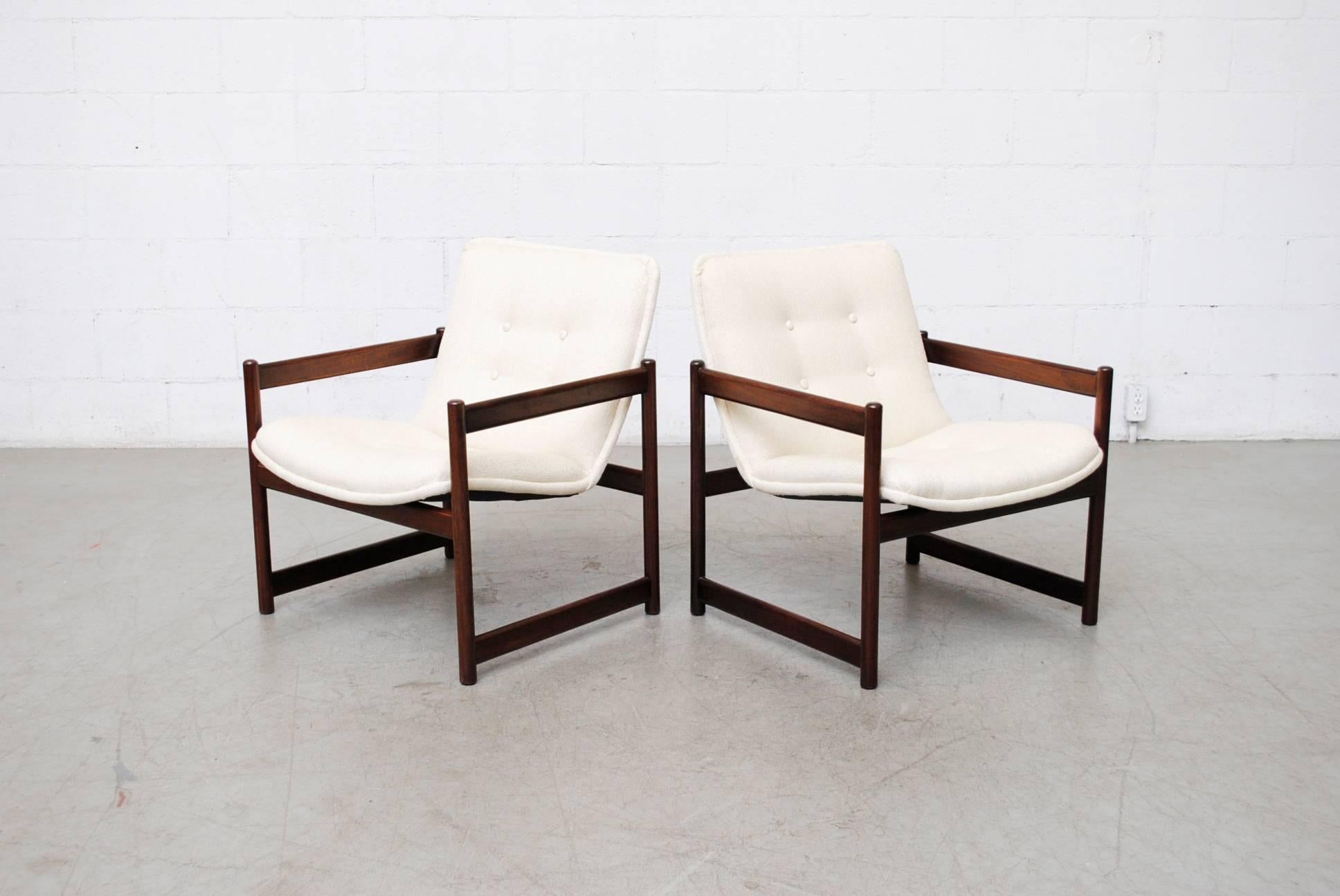 Fabric Artifort Lounge Chairs with Wood Frames