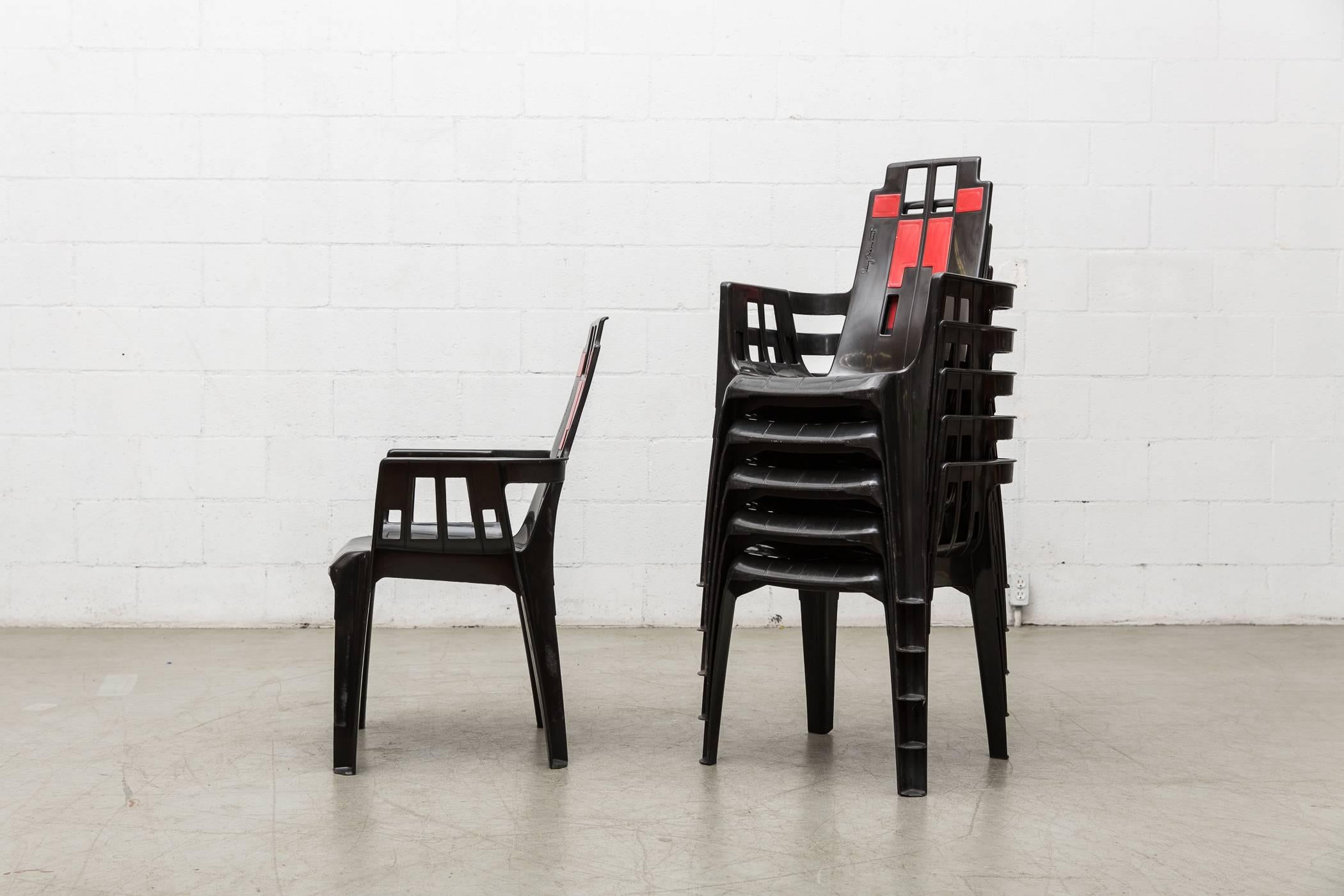 Great group of Boston garden chairs by French furniture designer Pierre Paulin and manufactured by Henry Massonnet/STAMP in 1988.  Paulin was influenced here by (and built on the work of) Dutch 