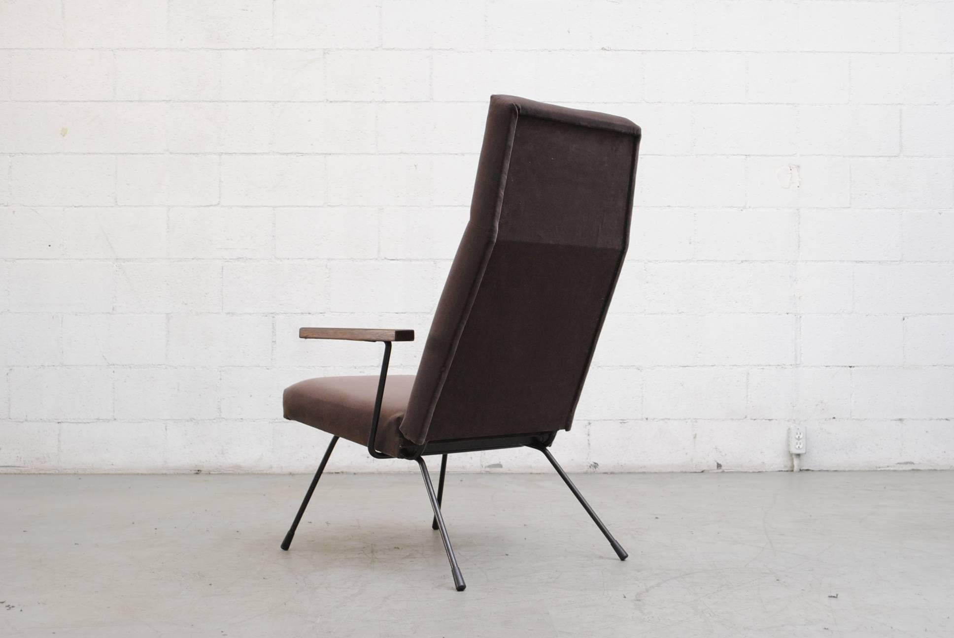 Dutch Gispen 1410 High Back Velvet Lounge Chair