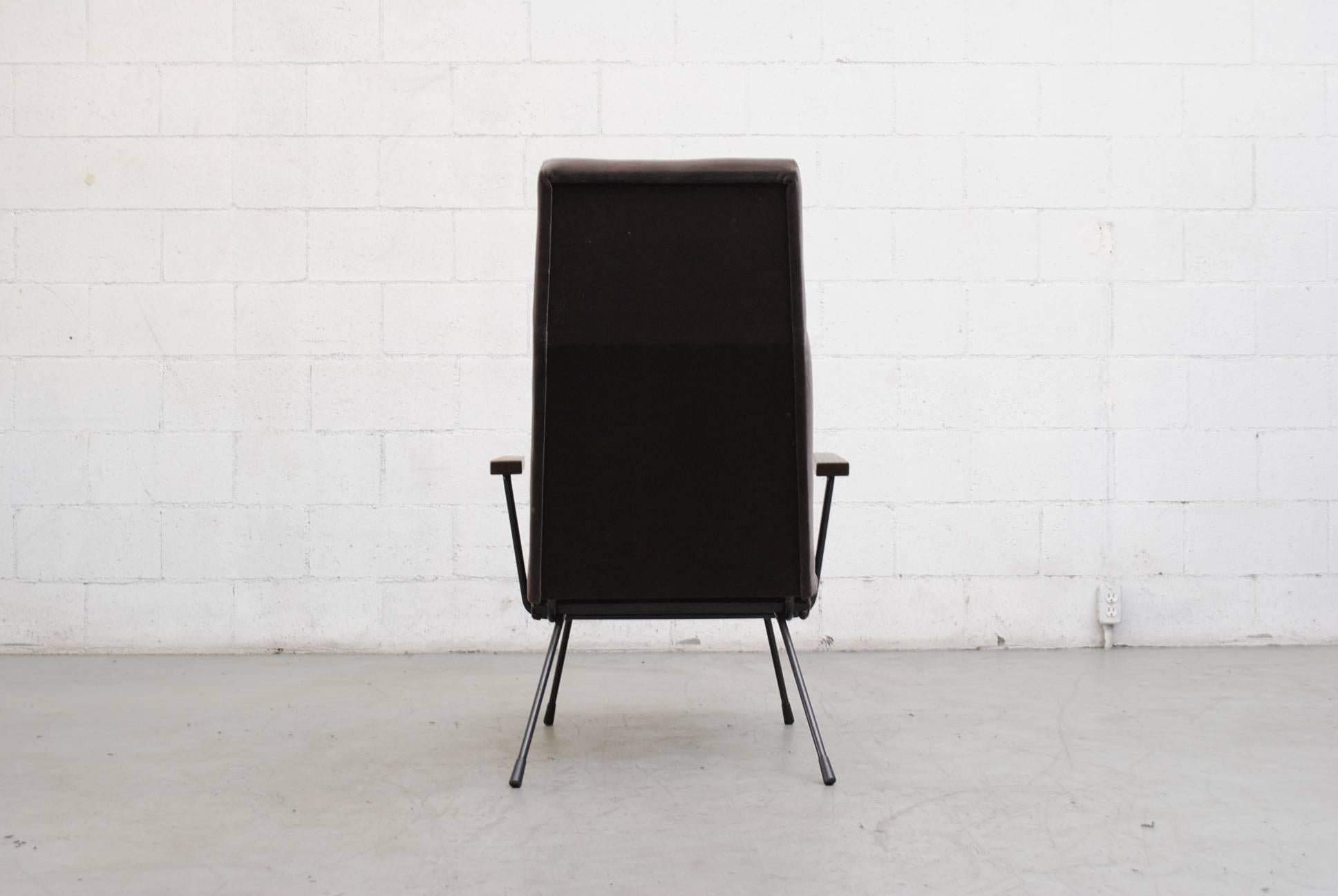 Enameled Gispen 1410 High Back Velvet Lounge Chair