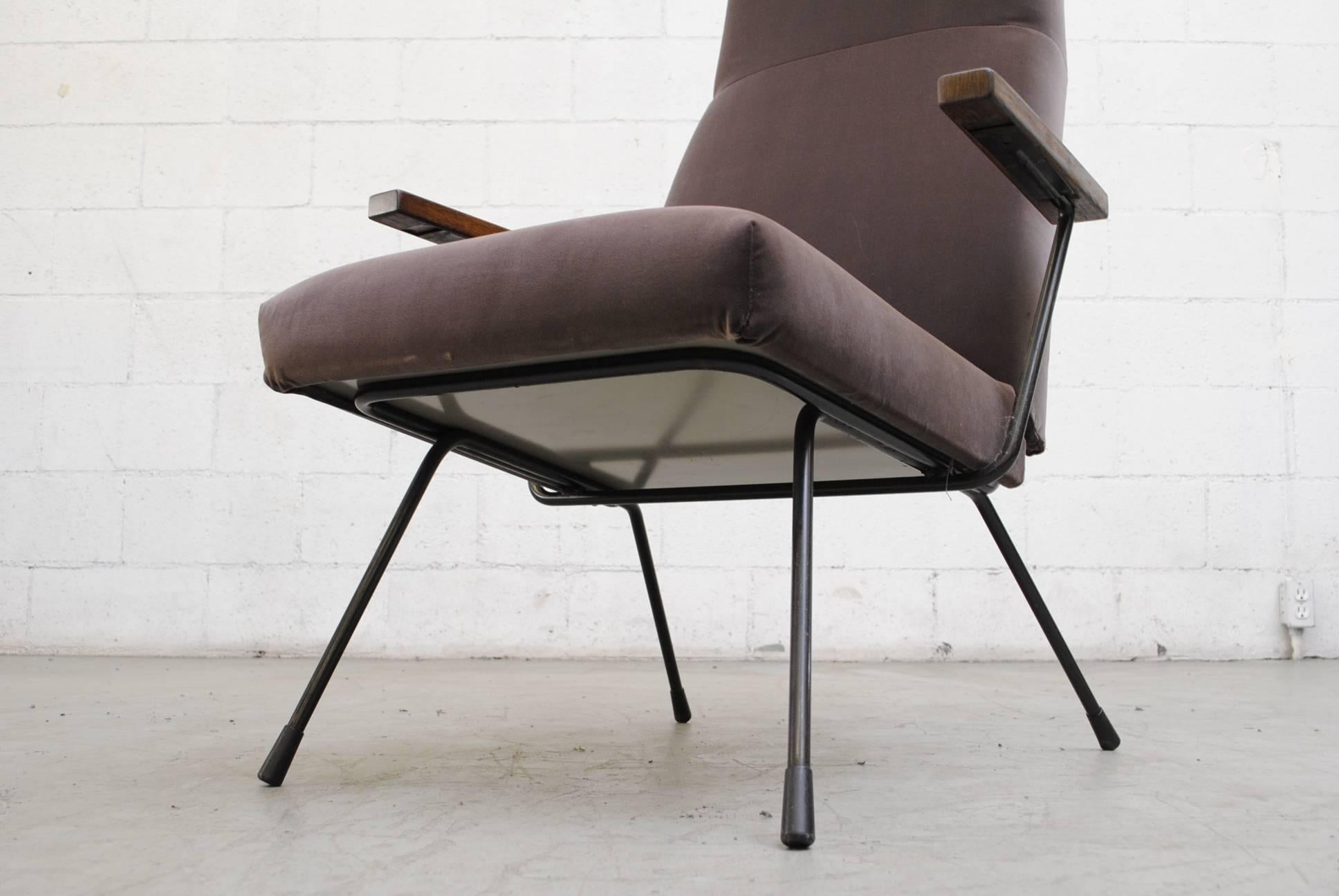 Mid-20th Century Gispen 1410 High Back Velvet Lounge Chair