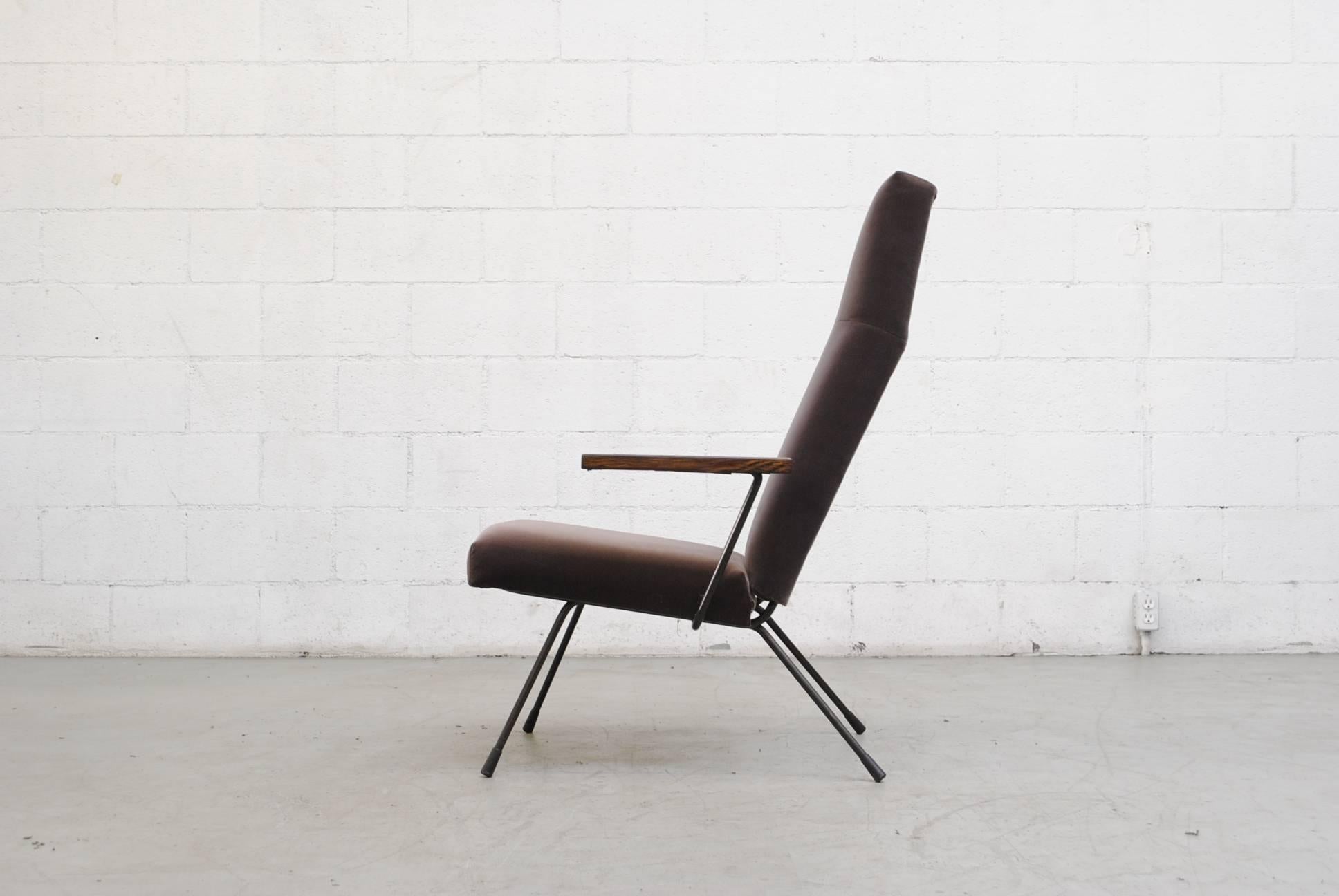 Mid-Century Modern Gispen 1410 High Back Velvet Lounge Chair
