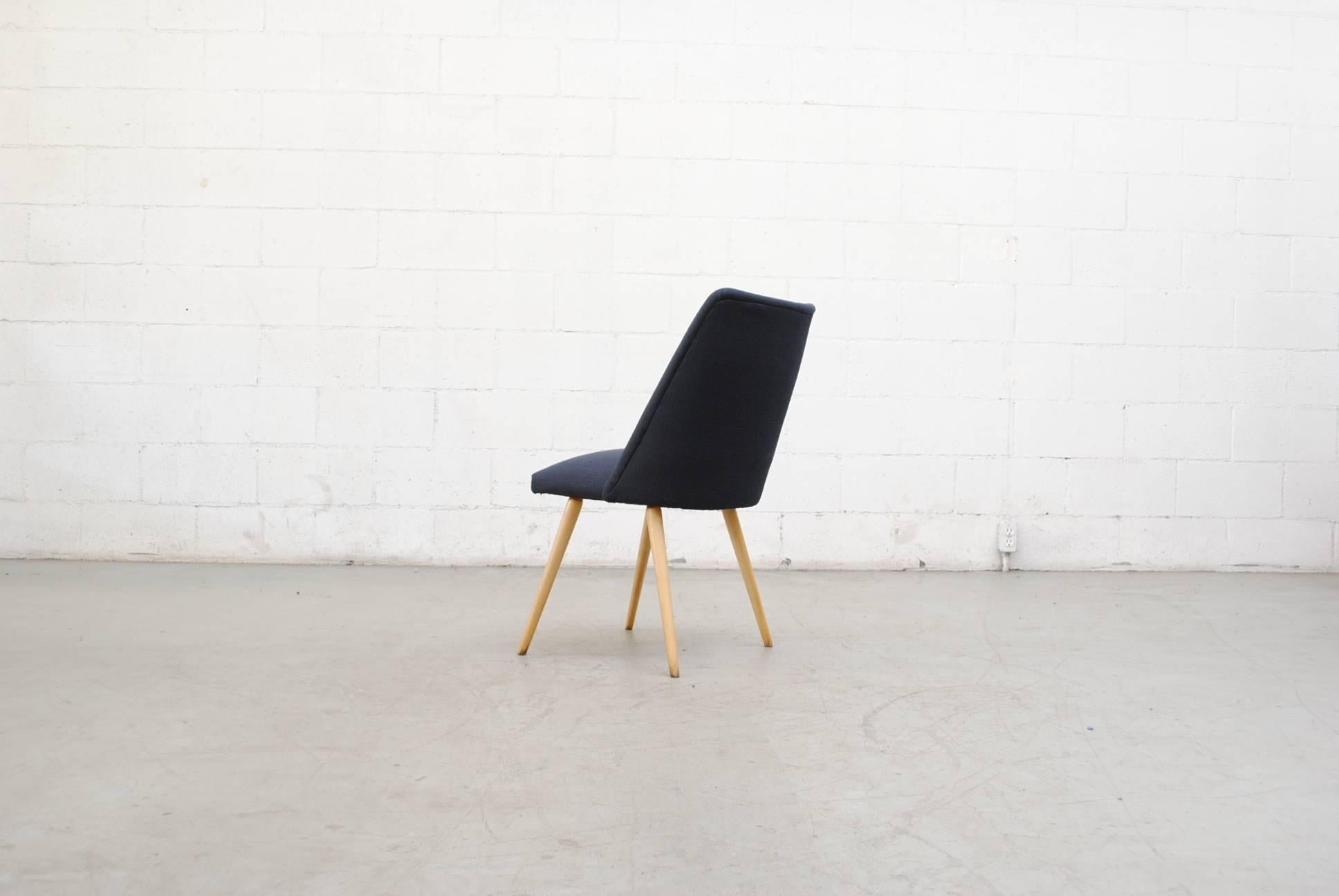 Mid-20th Century Saarinen Style Dining Chairs in Navy with Birch Legs For Sale