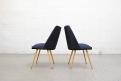 Saarinen Style Dining Chairs in Navy with Birch Legs