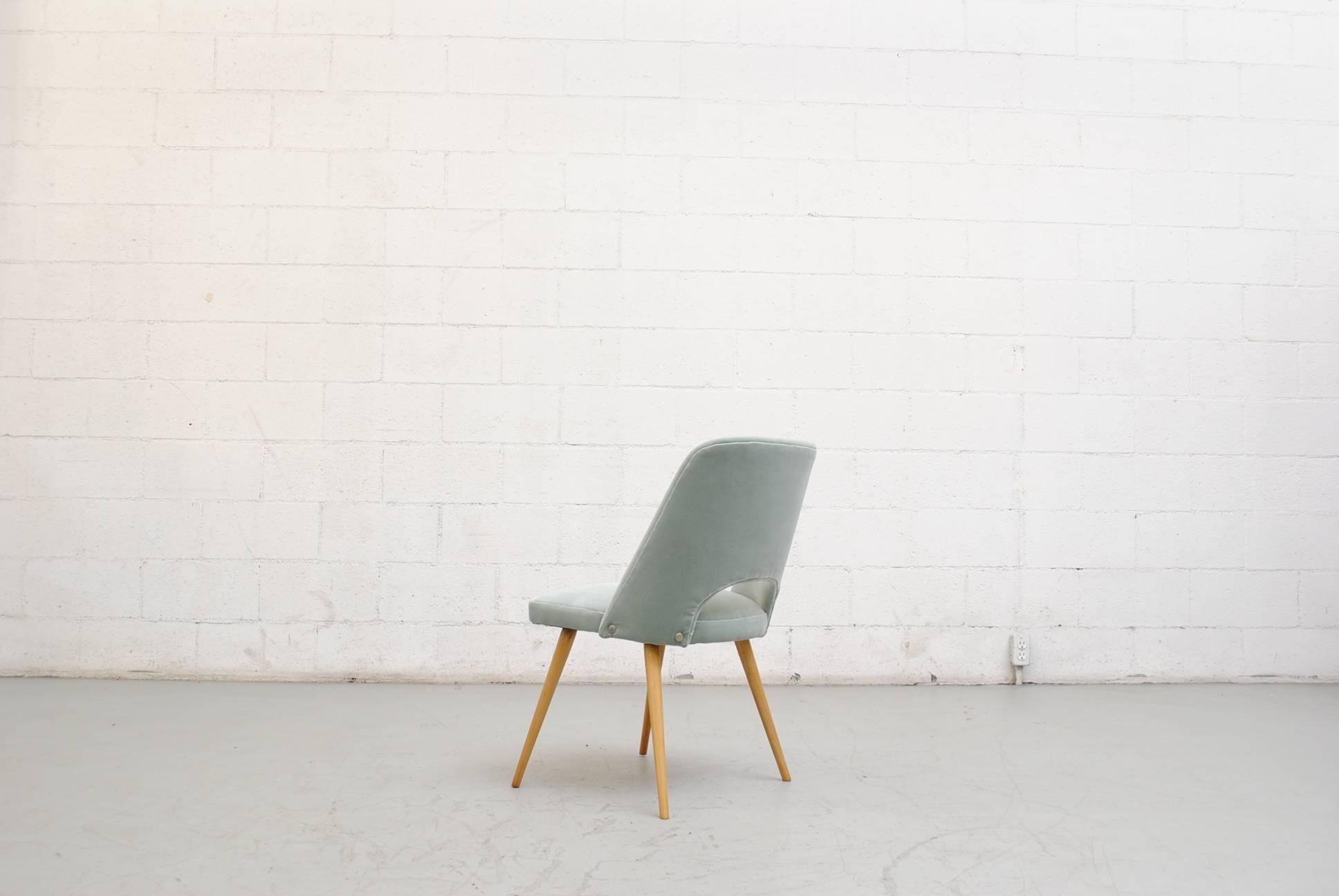 Mid-Century Modern Teal Eero Saarinen Style Dining or Cocktail Chair in Velvet For Sale