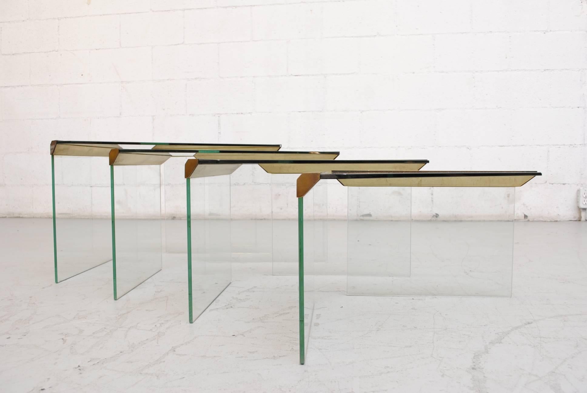 Mid-Century Modern Gallotti and Radice Set of Four Triangle Nesting Tables