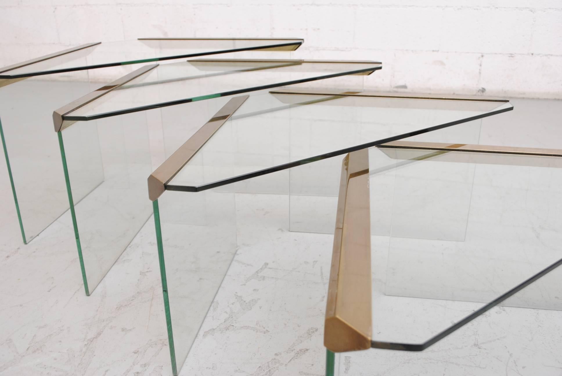 Gallotti and Radice Set of Four Triangle Nesting Tables In Excellent Condition In Los Angeles, CA
