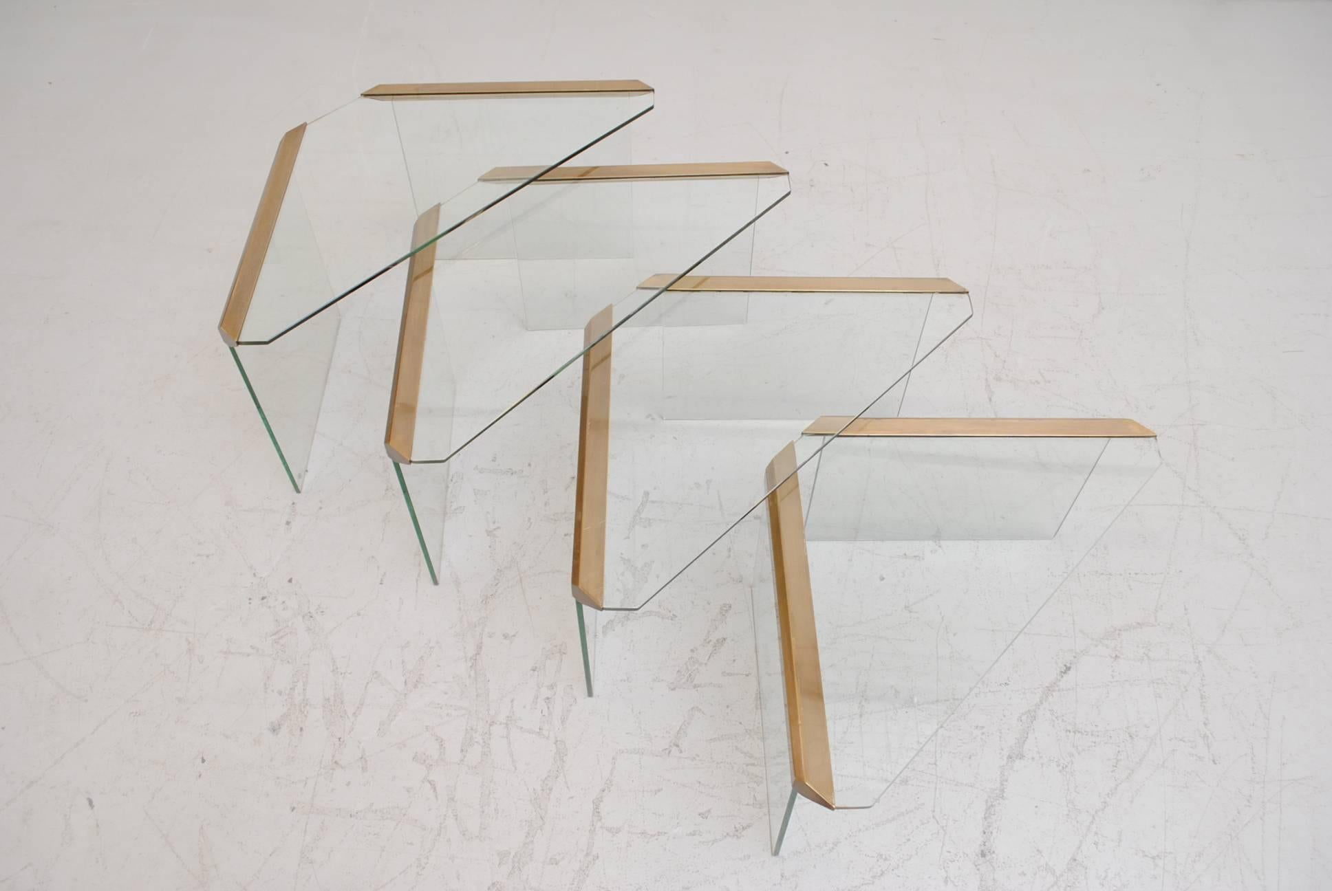 Late 20th Century Gallotti and Radice Set of Four Triangle Nesting Tables