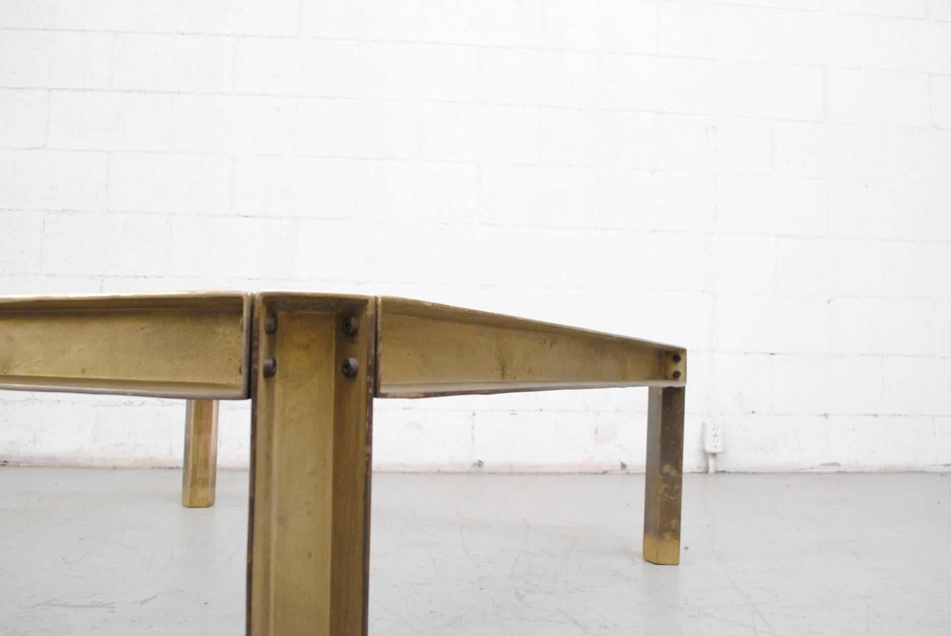 Mid-20th Century Giant Peter Ghyczy T09 Brass and Glass Industrial Style Coffee Table