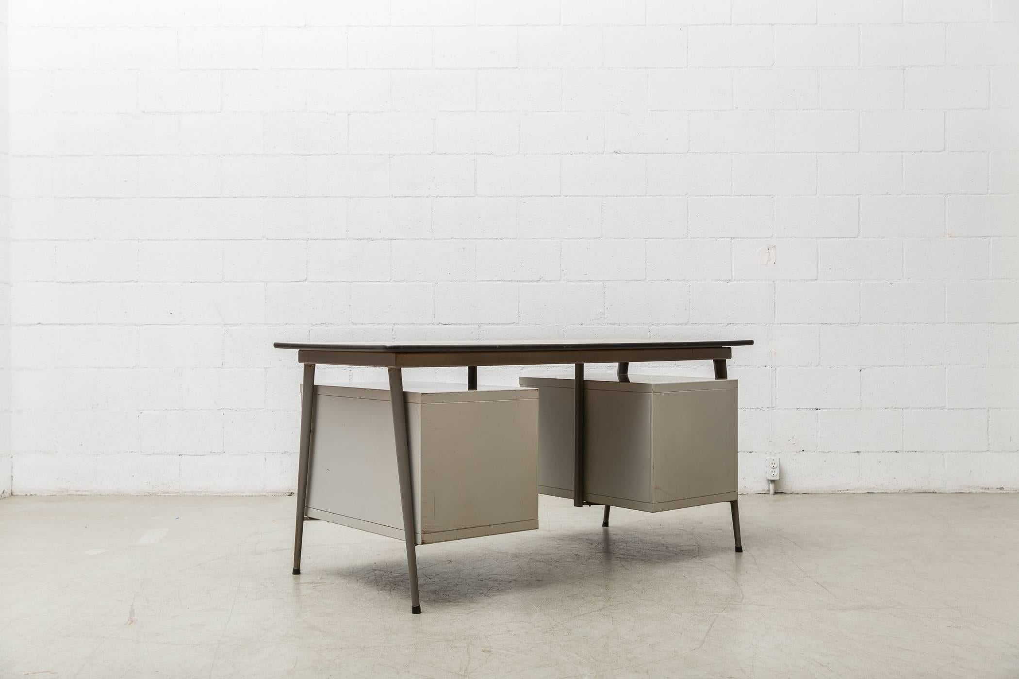 Dutch 1950s Bauhaus Inspired Industrial Drentea Office Desk