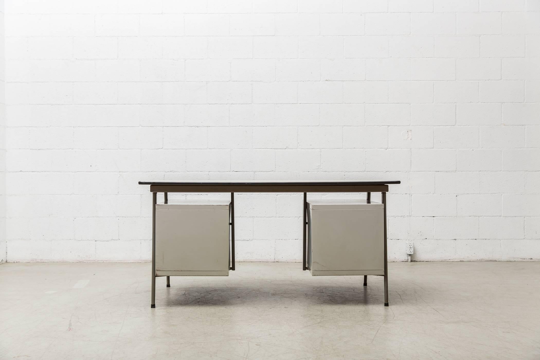 1950s Bauhaus Inspired Industrial Drentea Office Desk In Good Condition In Los Angeles, CA