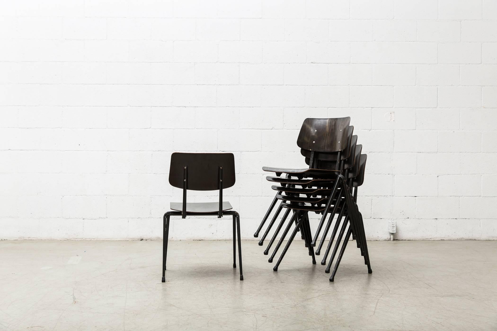 Dutch Prouve Style Stacking Industrial School Chairs
