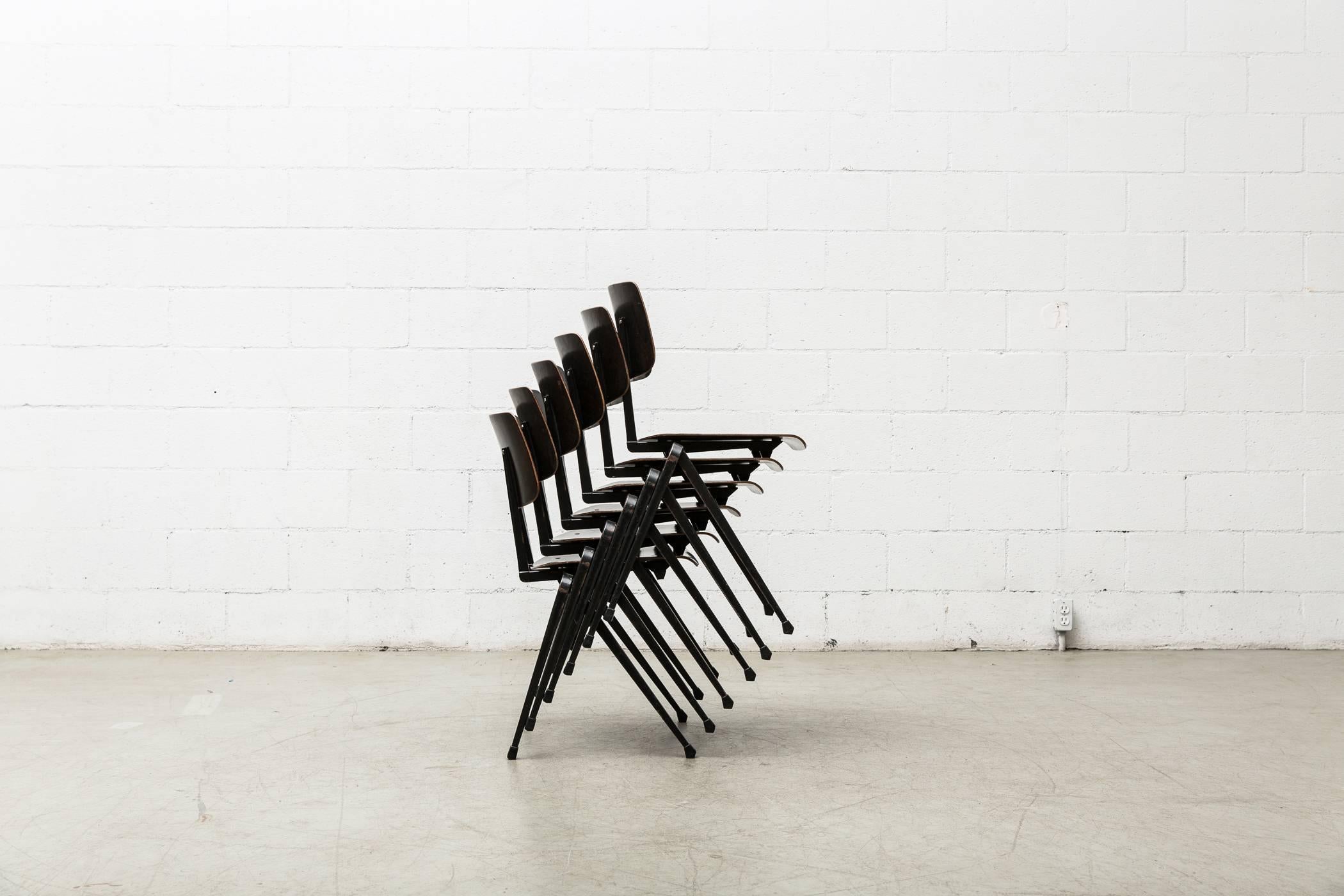 Prouve Style Stacking Industrial School Chairs In Good Condition In Los Angeles, CA
