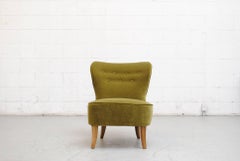 Dragon Green Velvet Theo Ruth Armless Lounge Chair
