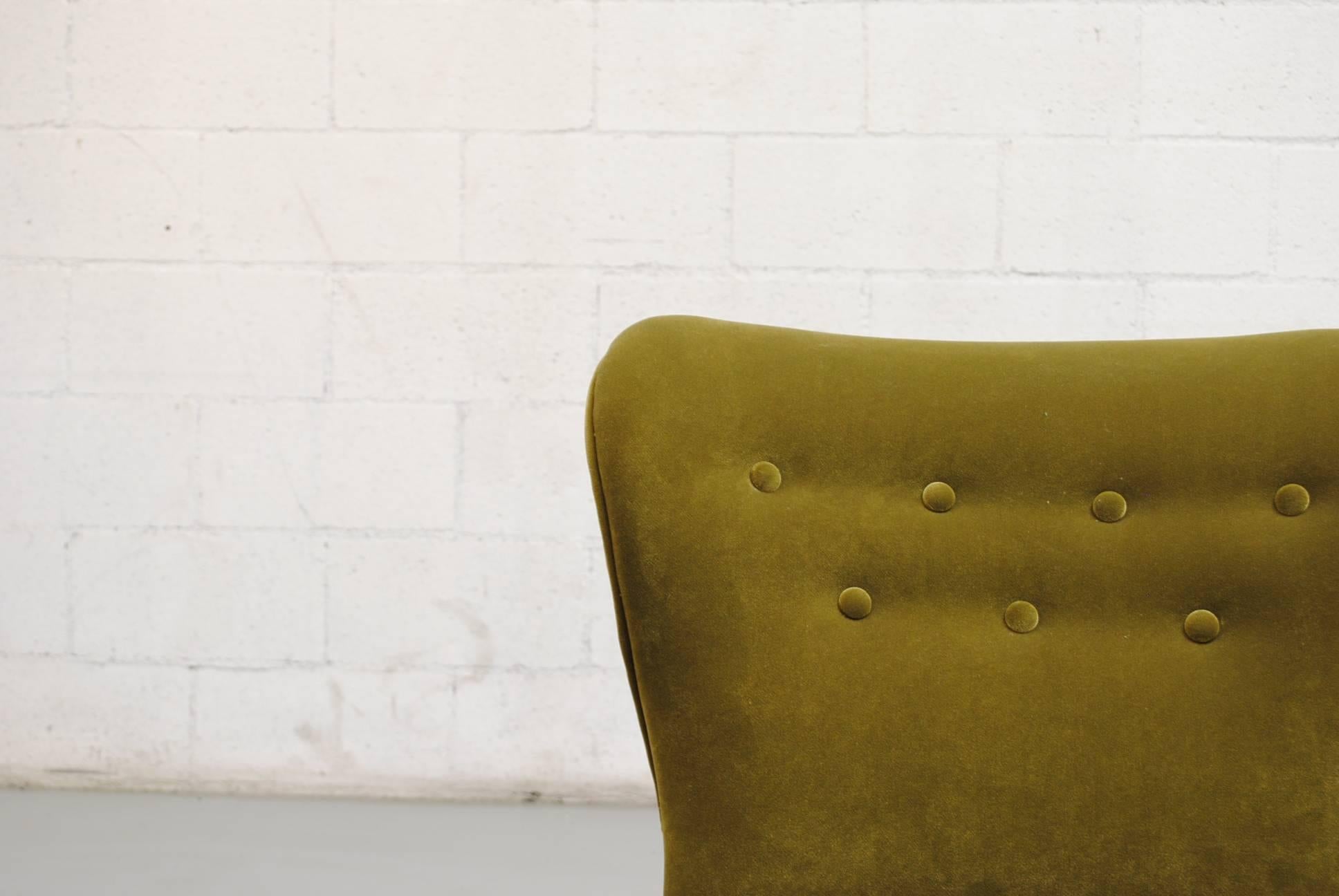 Mid-20th Century Dragon Green Velvet Theo Ruth Armless Lounge Chair