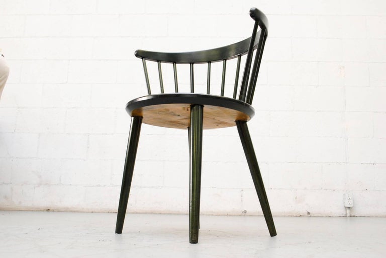Set of Four Ercol Green Stained Spindle Back Chairs at 1stDibs