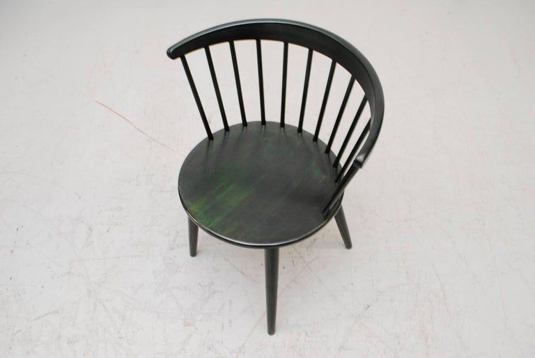 Set of Four Ercol Green Stained Spindle Back Chairs at 1stDibs