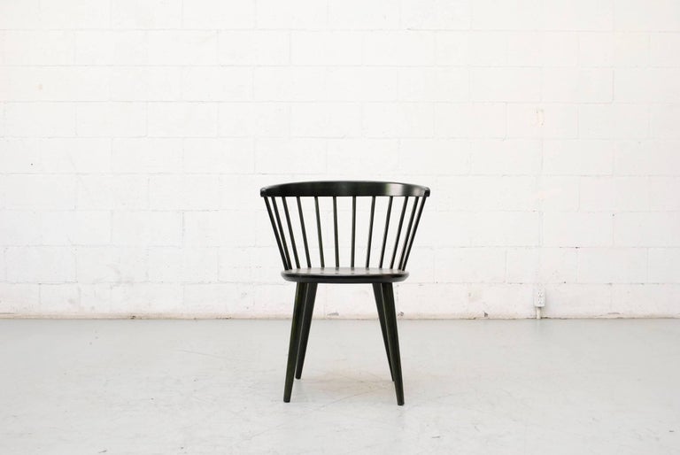 Set of Four Ercol Green Stained Spindle Back Chairs at 1stDibs