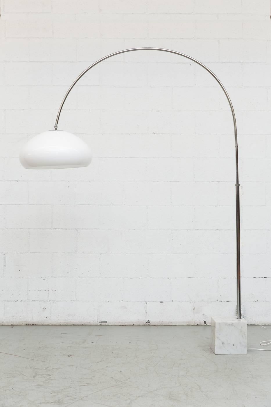 Mid-Century Modern Large 1970s Arc Lamp with Cubic Marble Base
