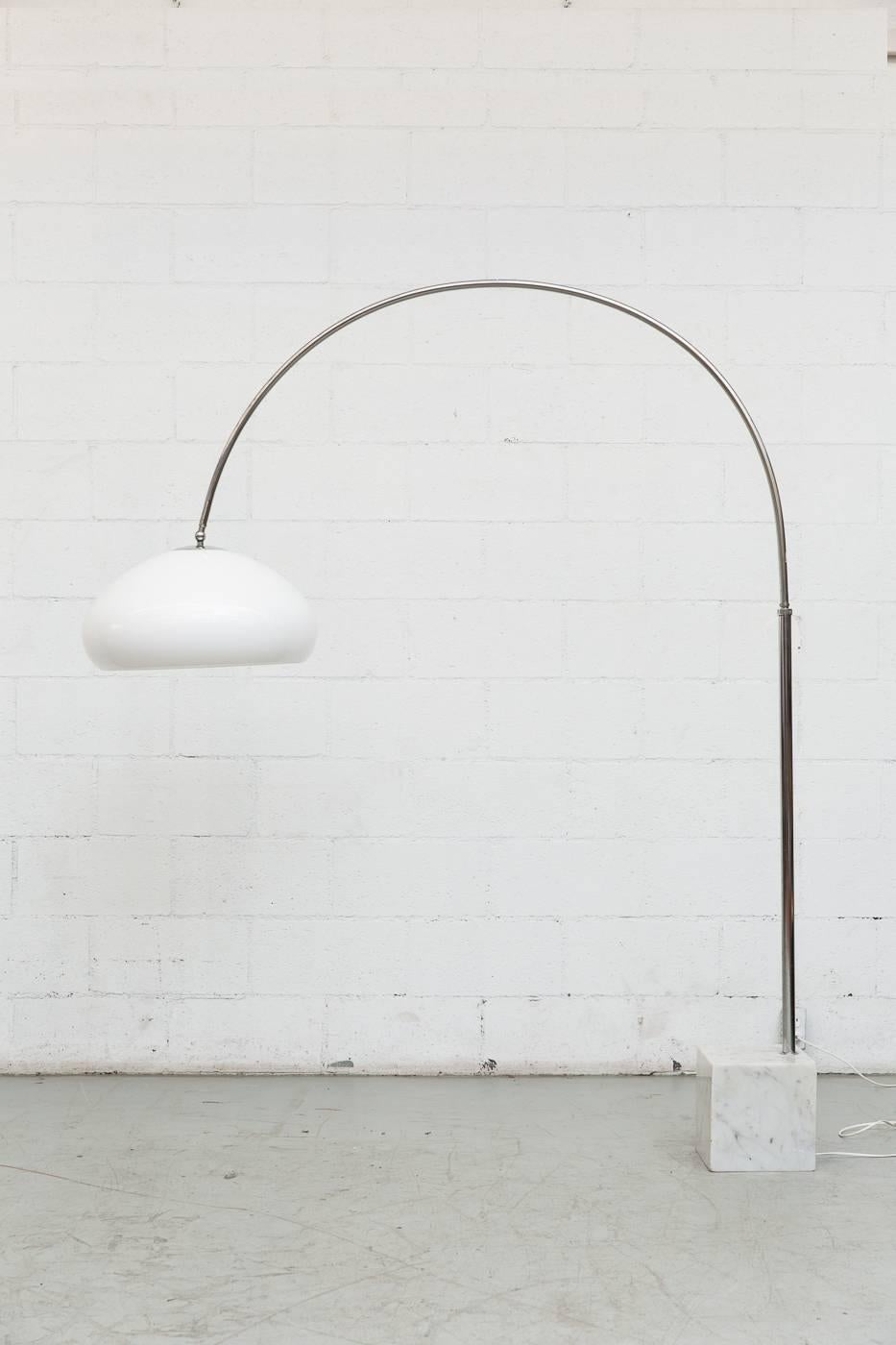 Mid-20th Century Large 1970s Arc Lamp with Cubic Marble Base