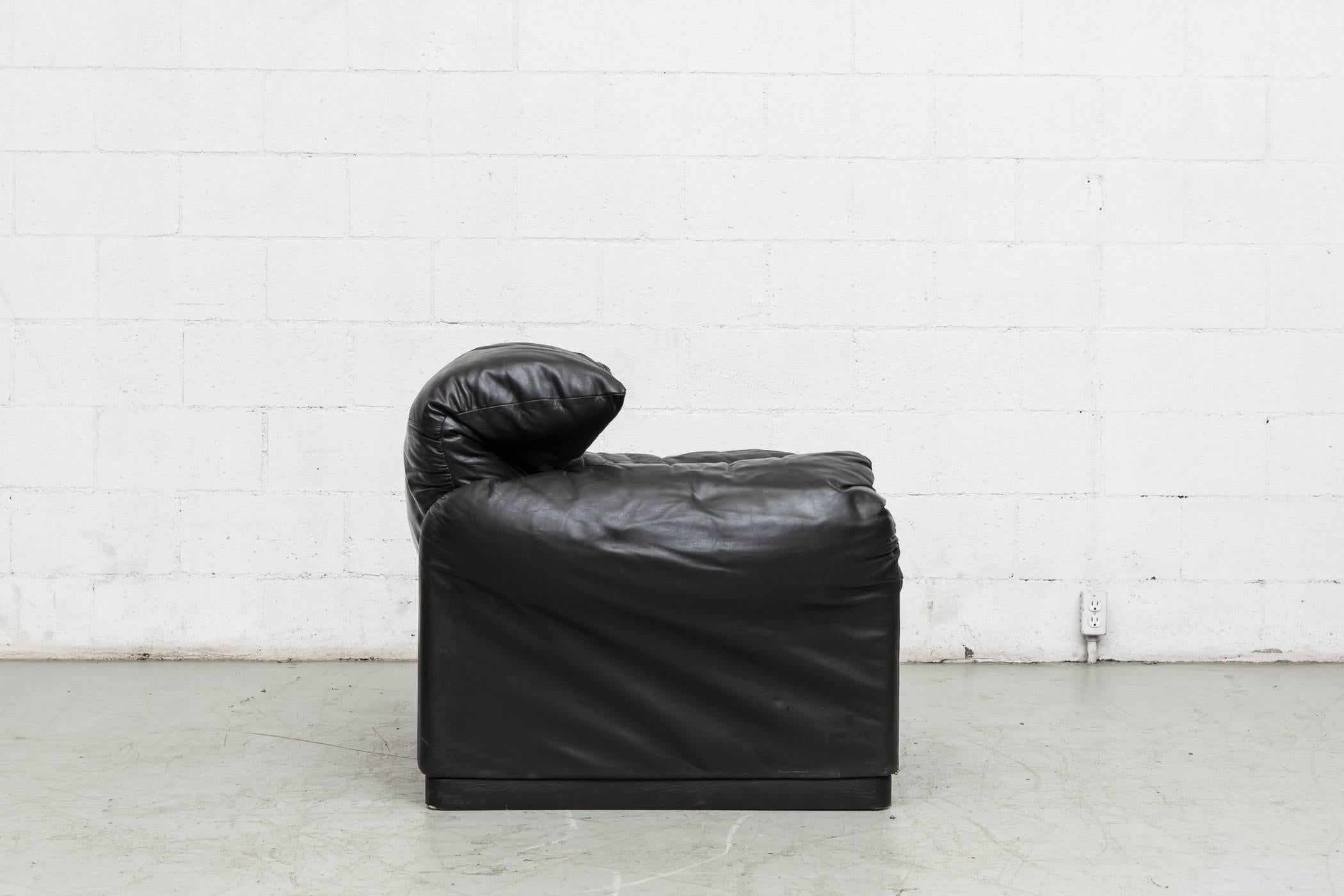 Vico Magistretti Black Leather Lounge Chair 2